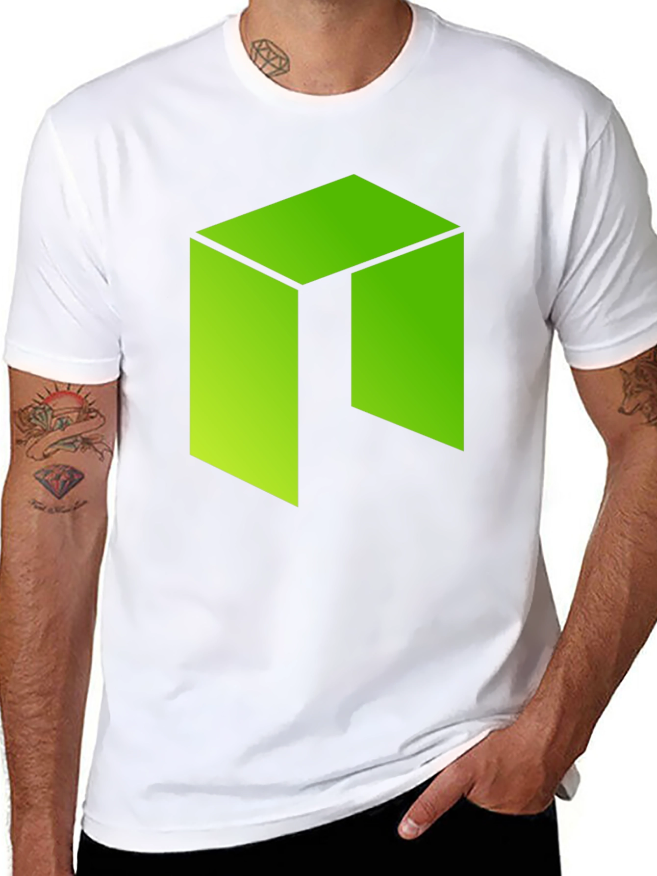 Geometric Green Logo Graphic T-Shirt