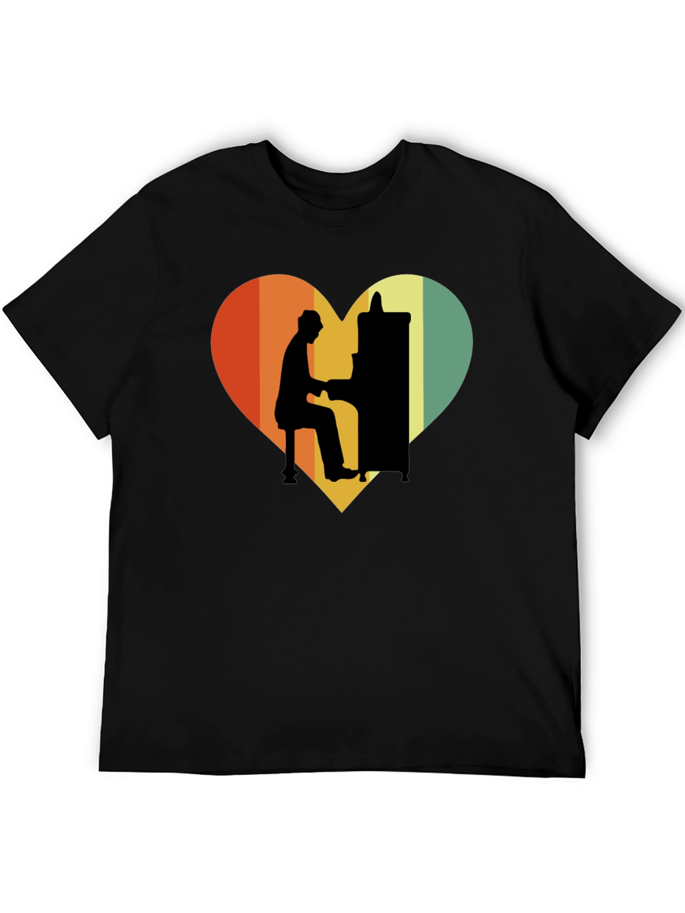 Retro Heart Piano Player Graphic T-Shirt