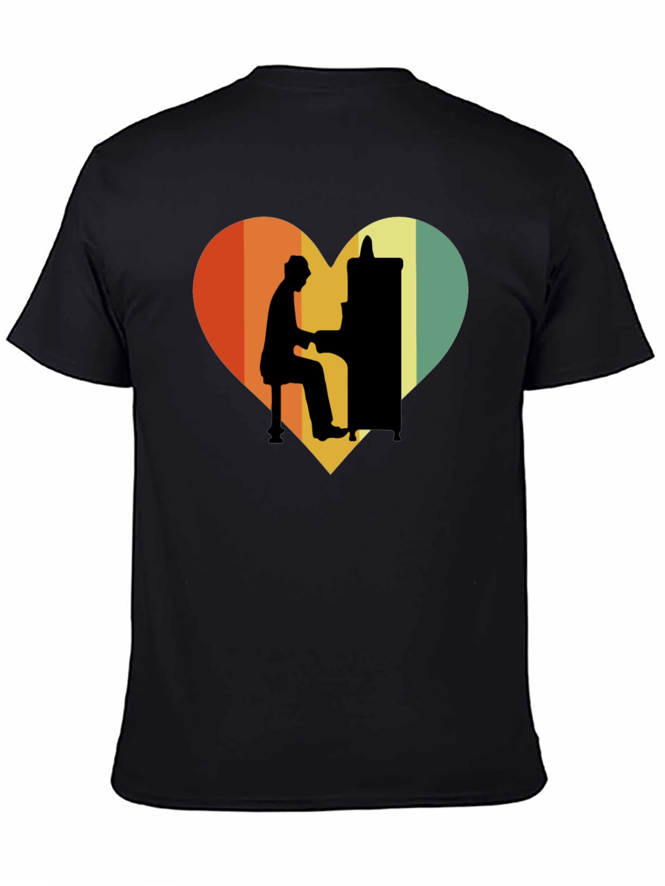 Retro Heart Piano Player Graphic T-Shirt