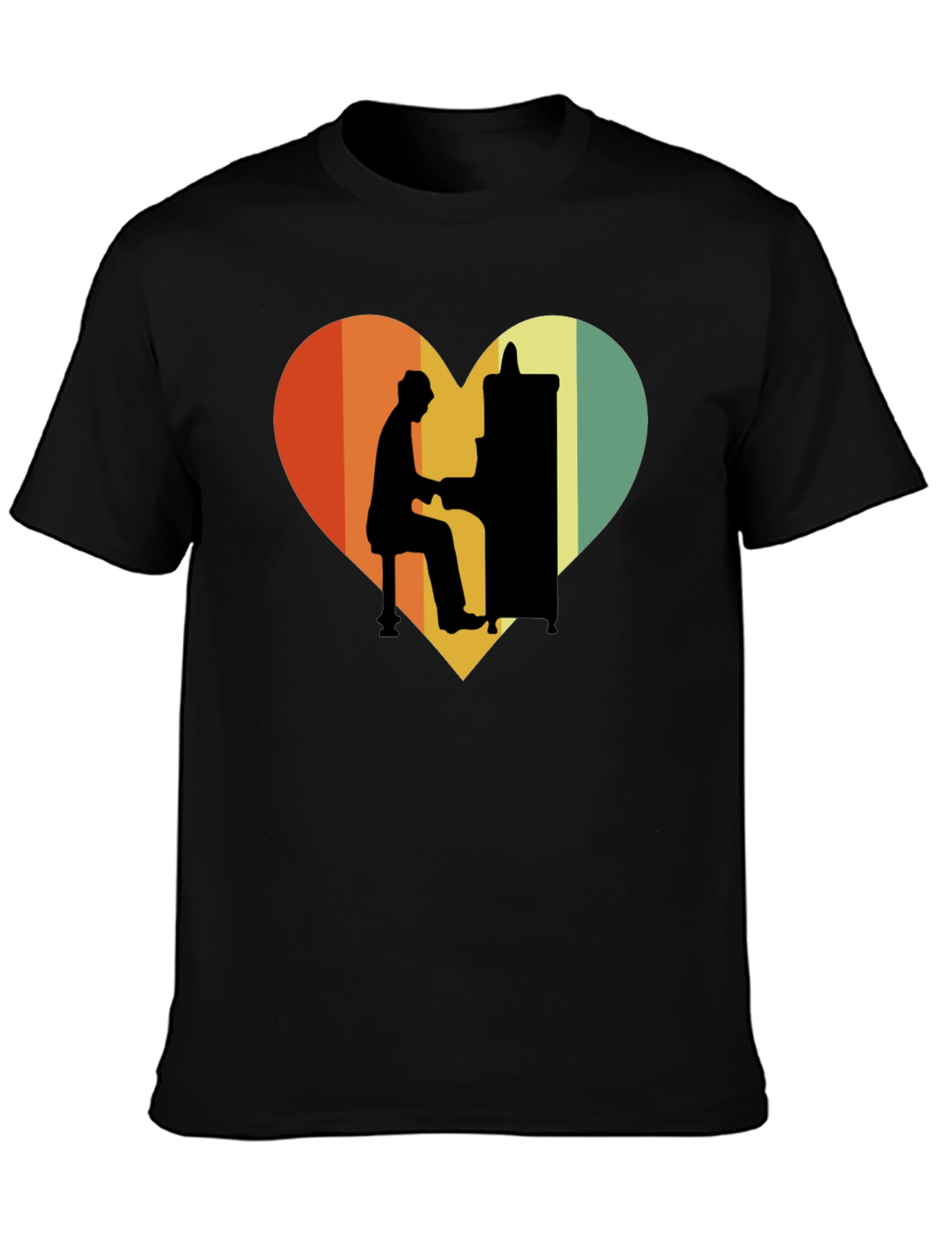 Retro Heart Piano Player Graphic T-Shirt