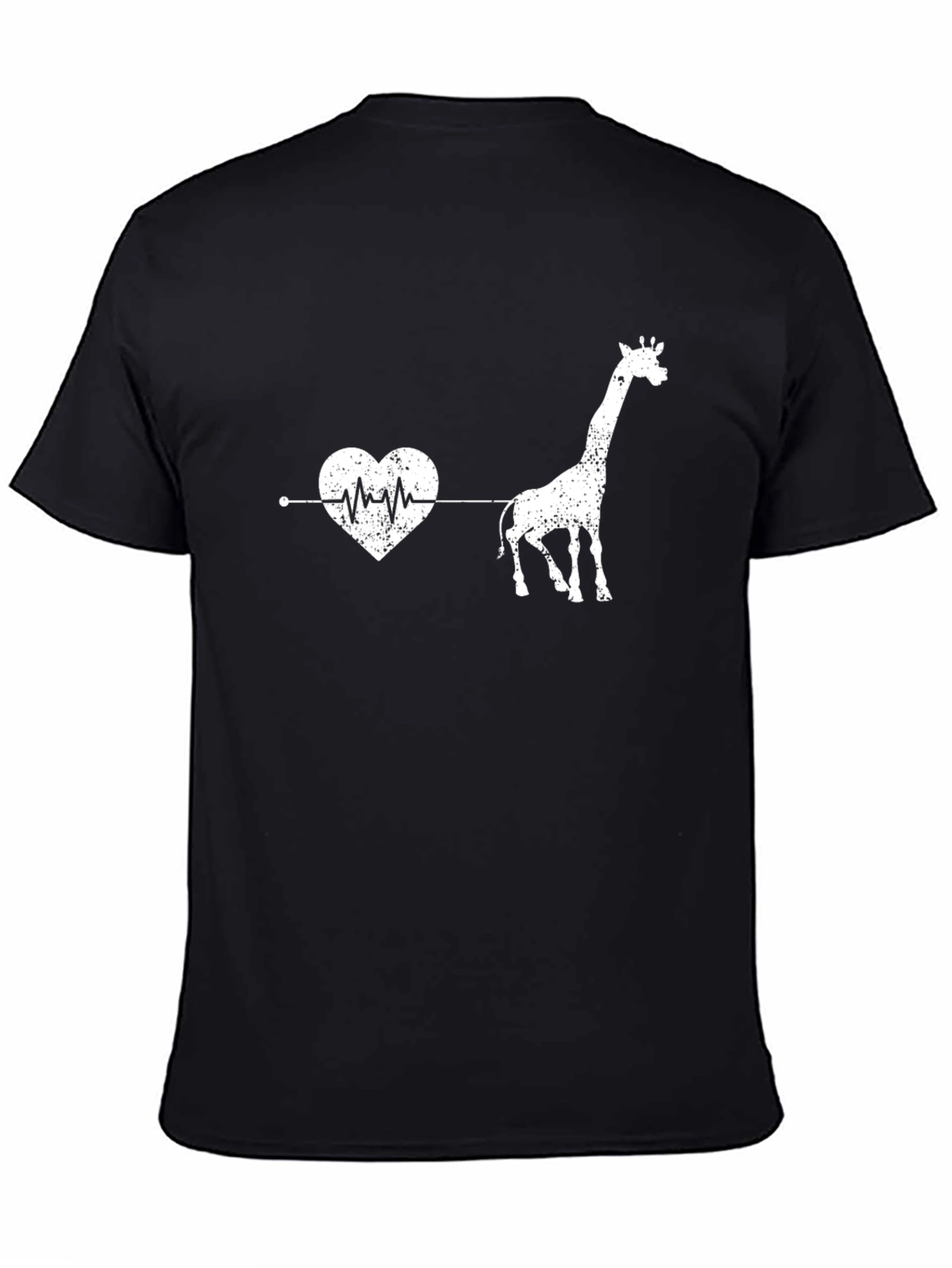 Giraffe Heartbeat T-Shirt - Black