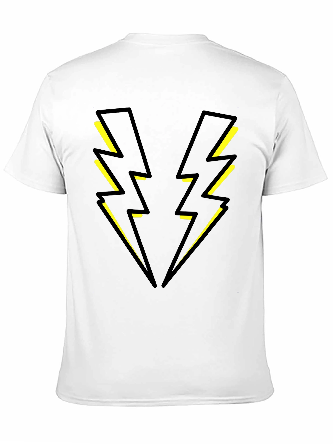 Black T-Shirt with Yellow Lightning Bolt Design