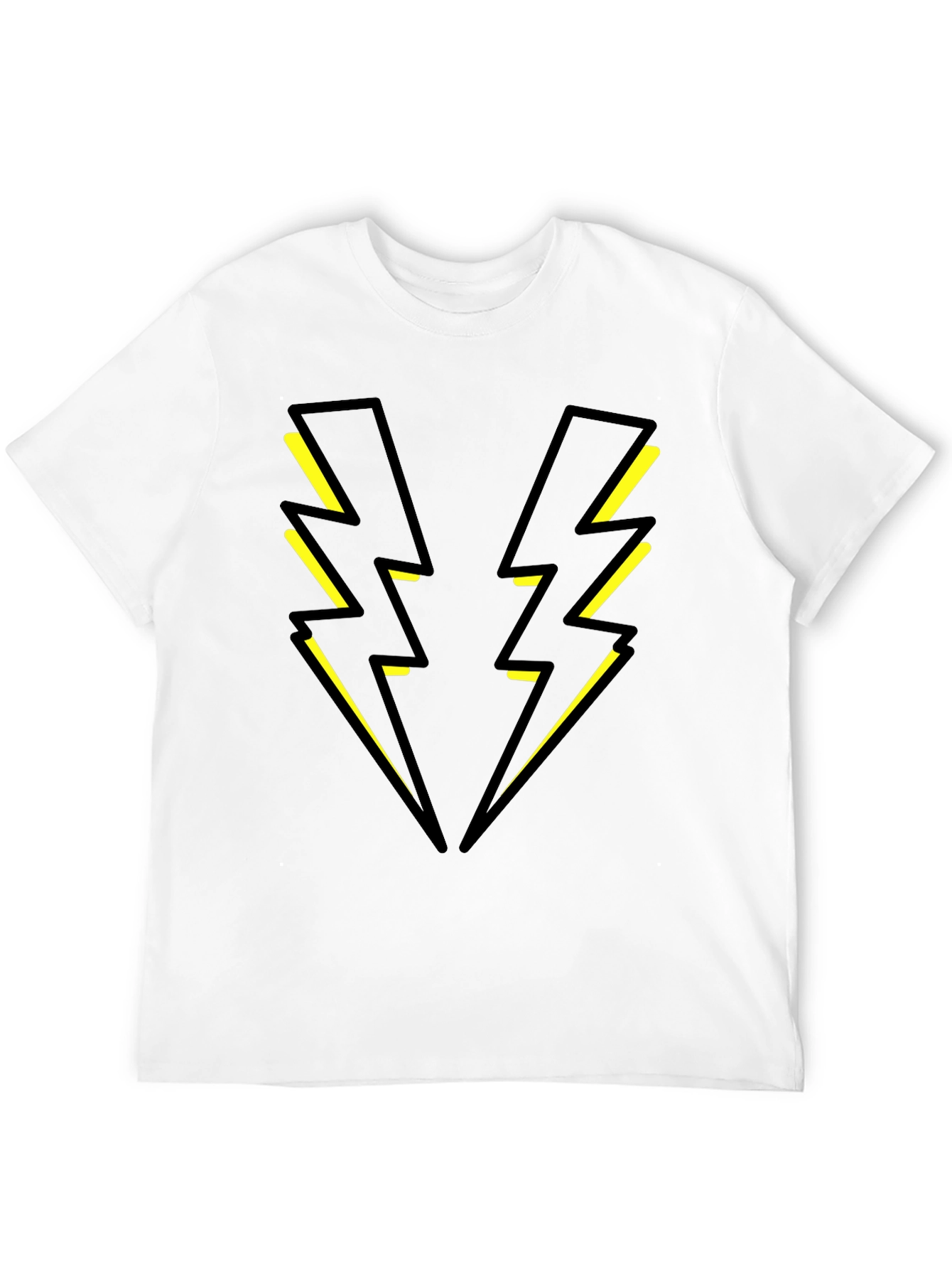 Black T-Shirt with Yellow Lightning Bolt Design
