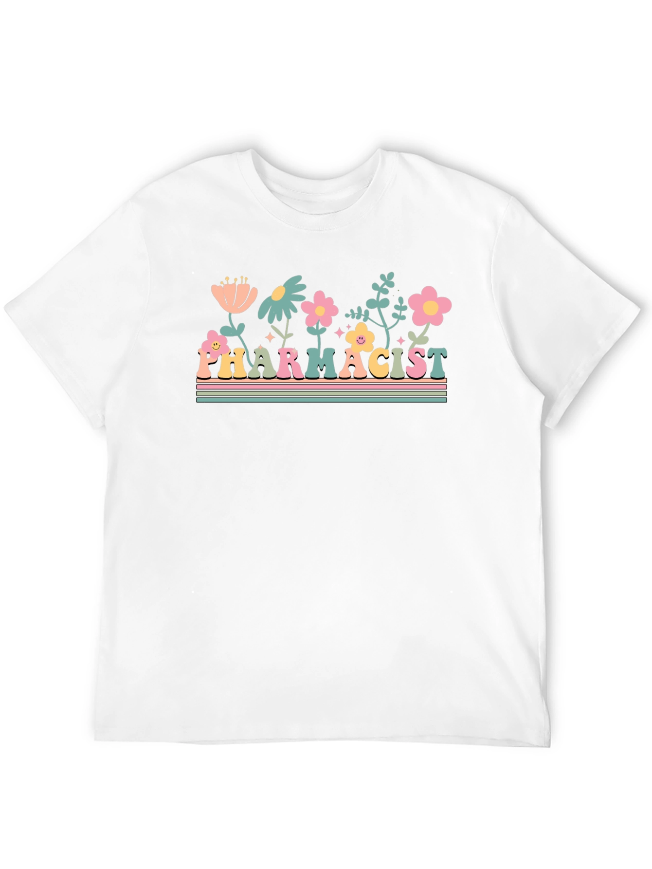 Floral Pharmacist Graphic Tee - Unisex Black T-Shirt