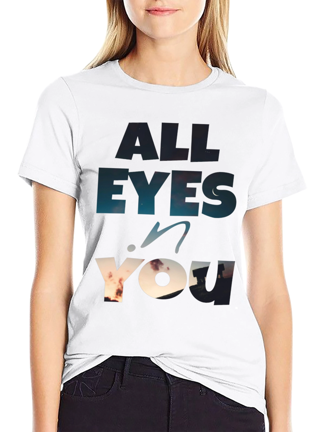 All Eyes On You Graphic Tee - Black