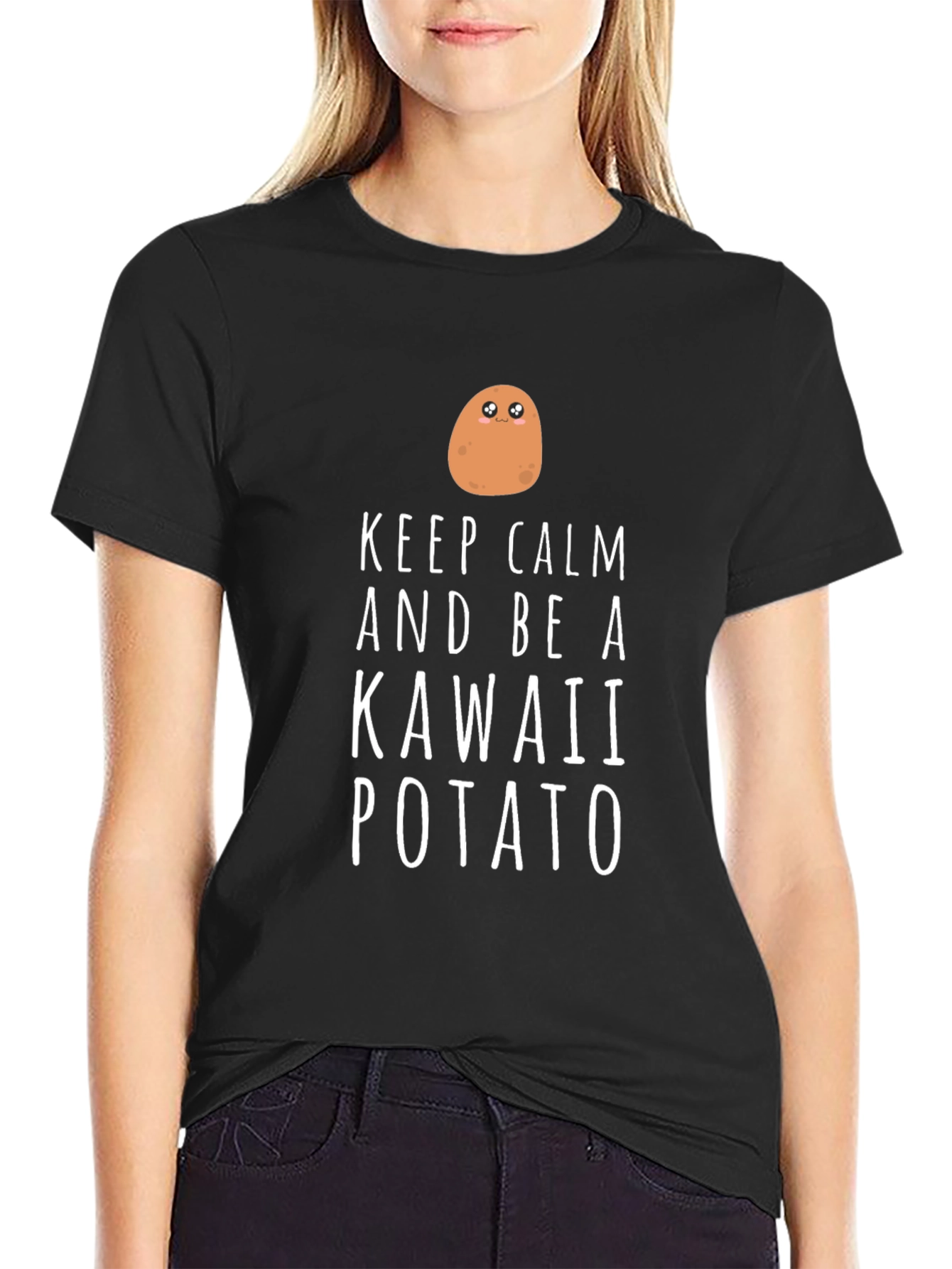 Keep Calm Kawaii Potato T-Shirt - Funny Cute Tee