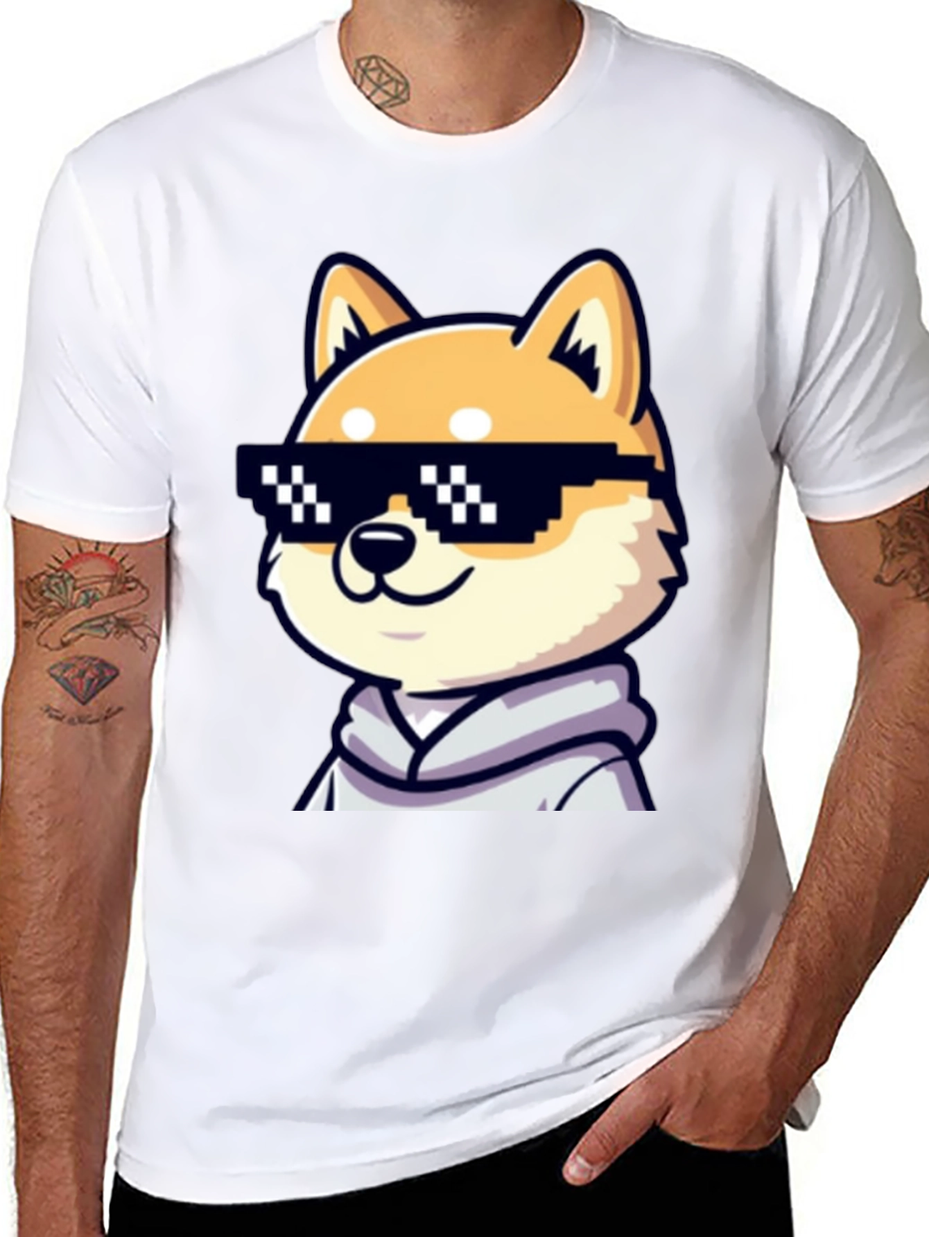 Cool Doge Meme Graphic Tee - Black