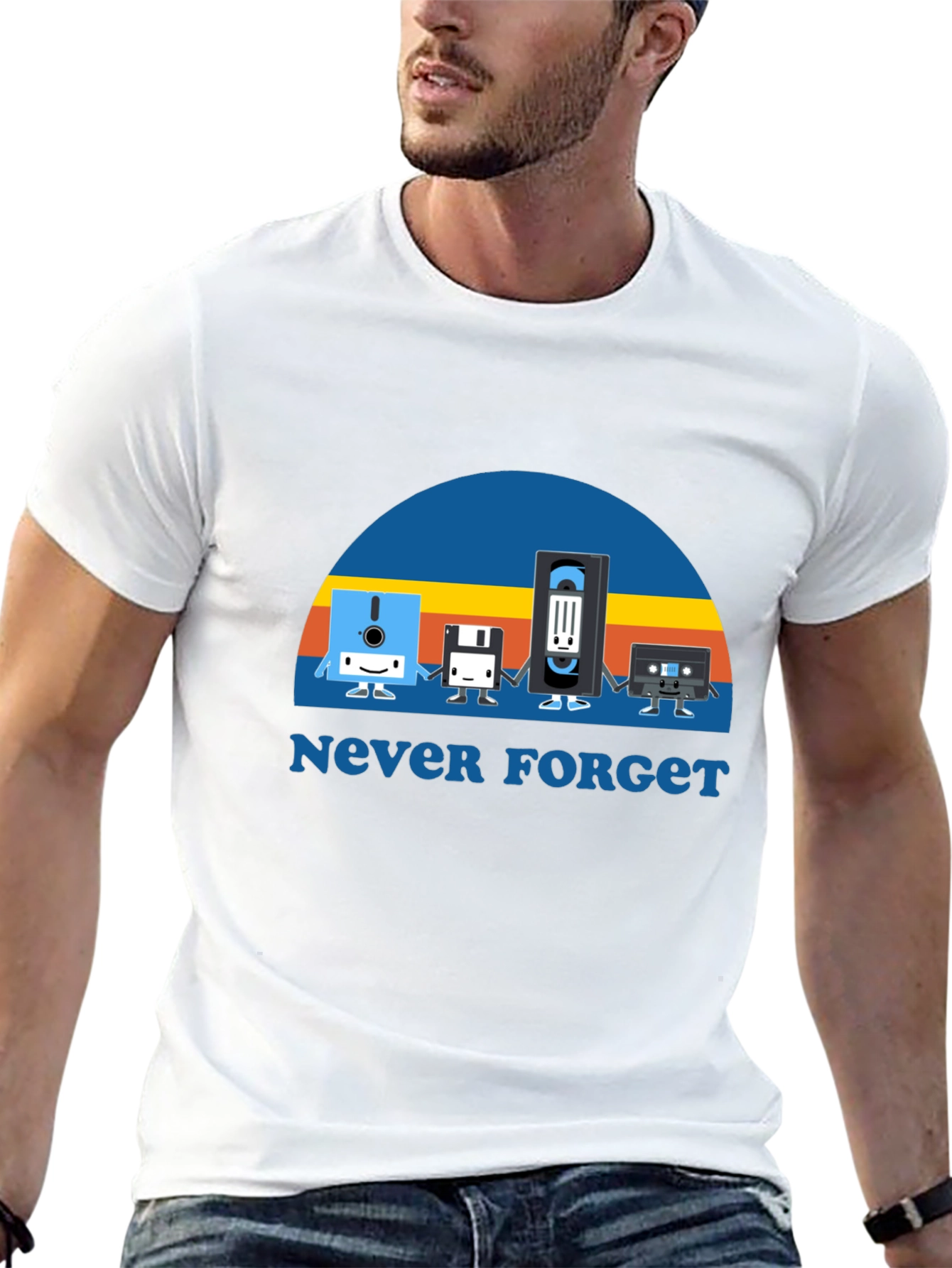 Never Forget Retro Tech Black T-Shirt