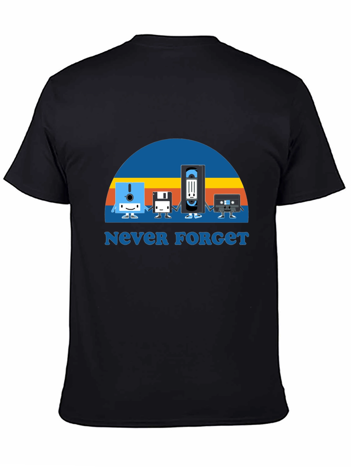 Never Forget Retro Tech Black T-Shirt