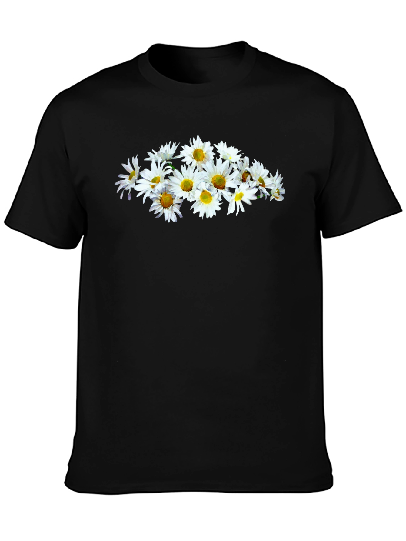Daisy Flower Graphic Black T-Shirt