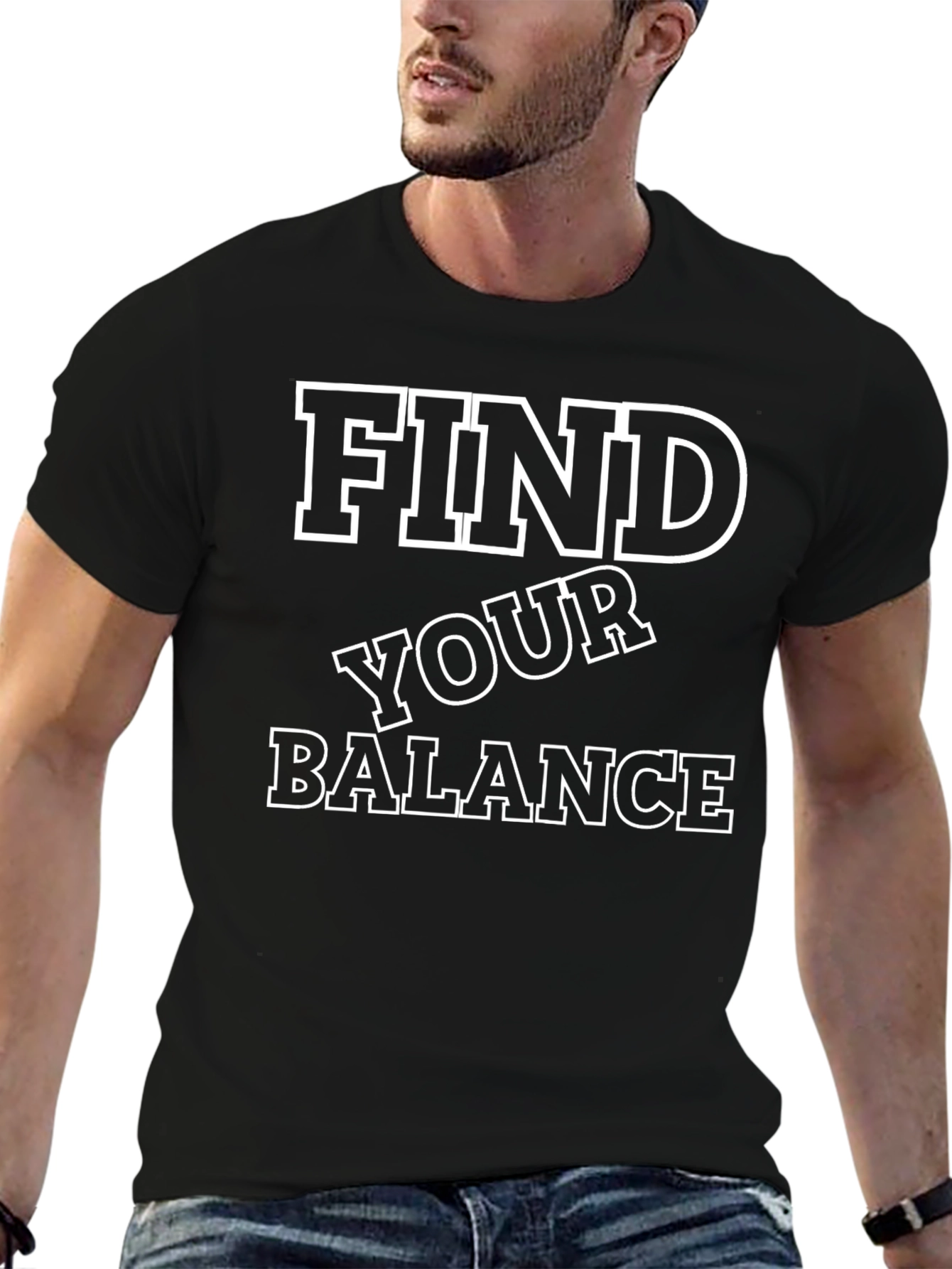 Find Your Balance Black Graphic T-Shirt