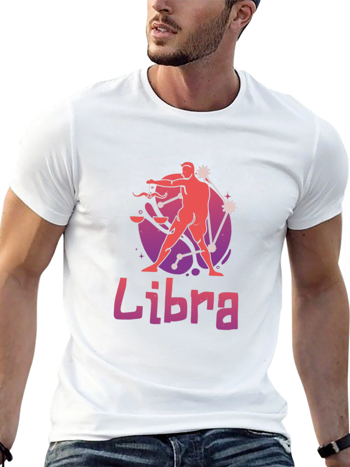 Libra Zodiac Graphic T-Shirt - Black
