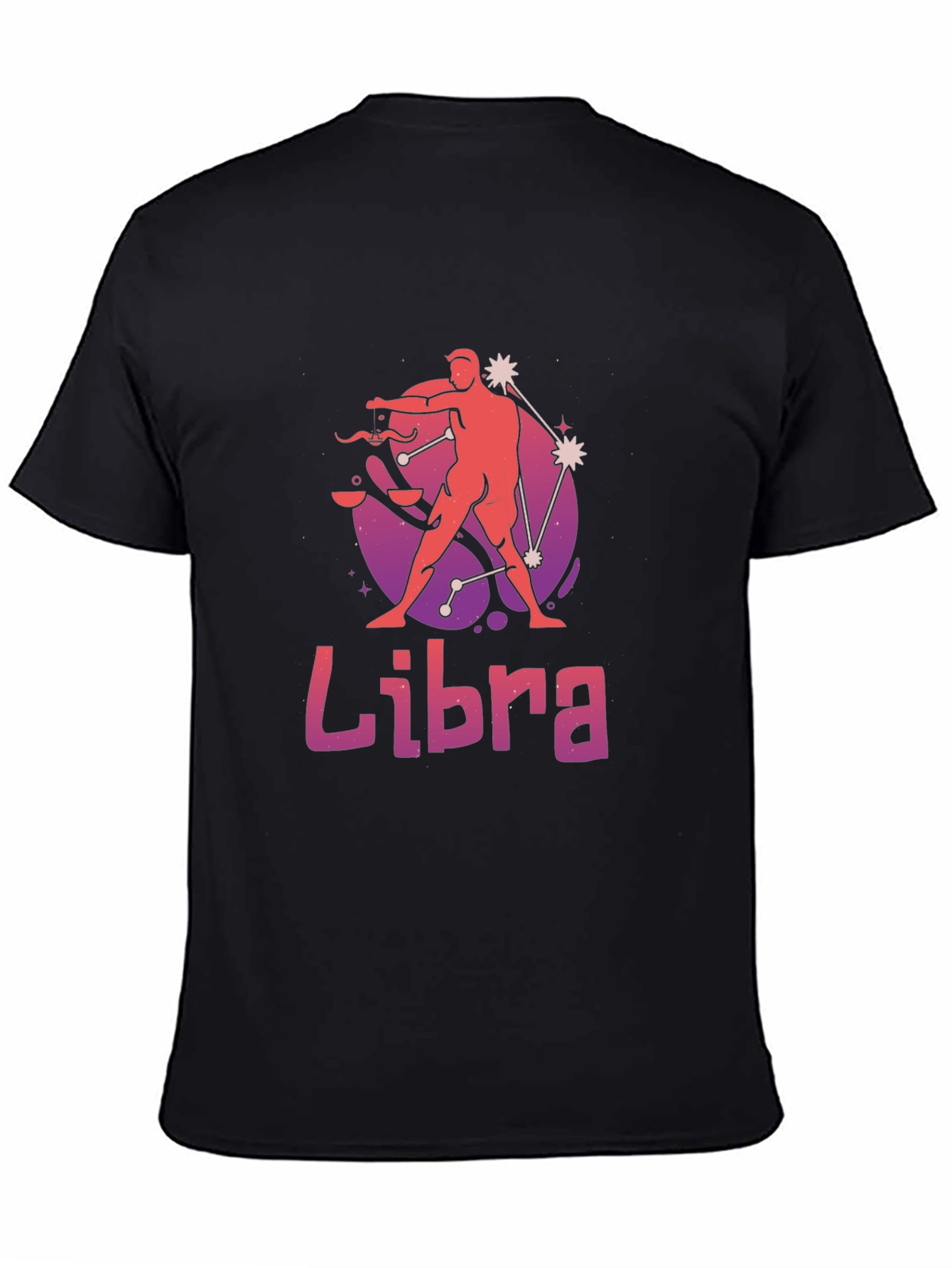 Libra Zodiac Graphic T-Shirt - Black