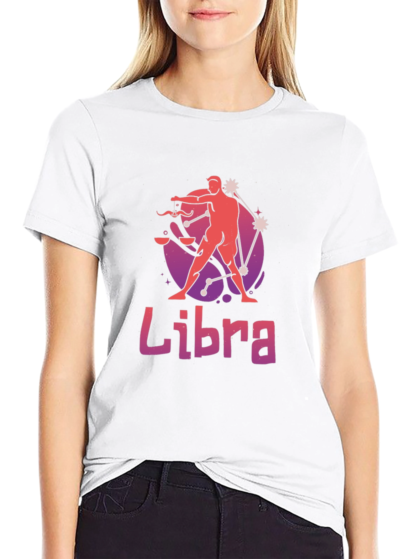 Libra Zodiac Graphic T-Shirt - Black