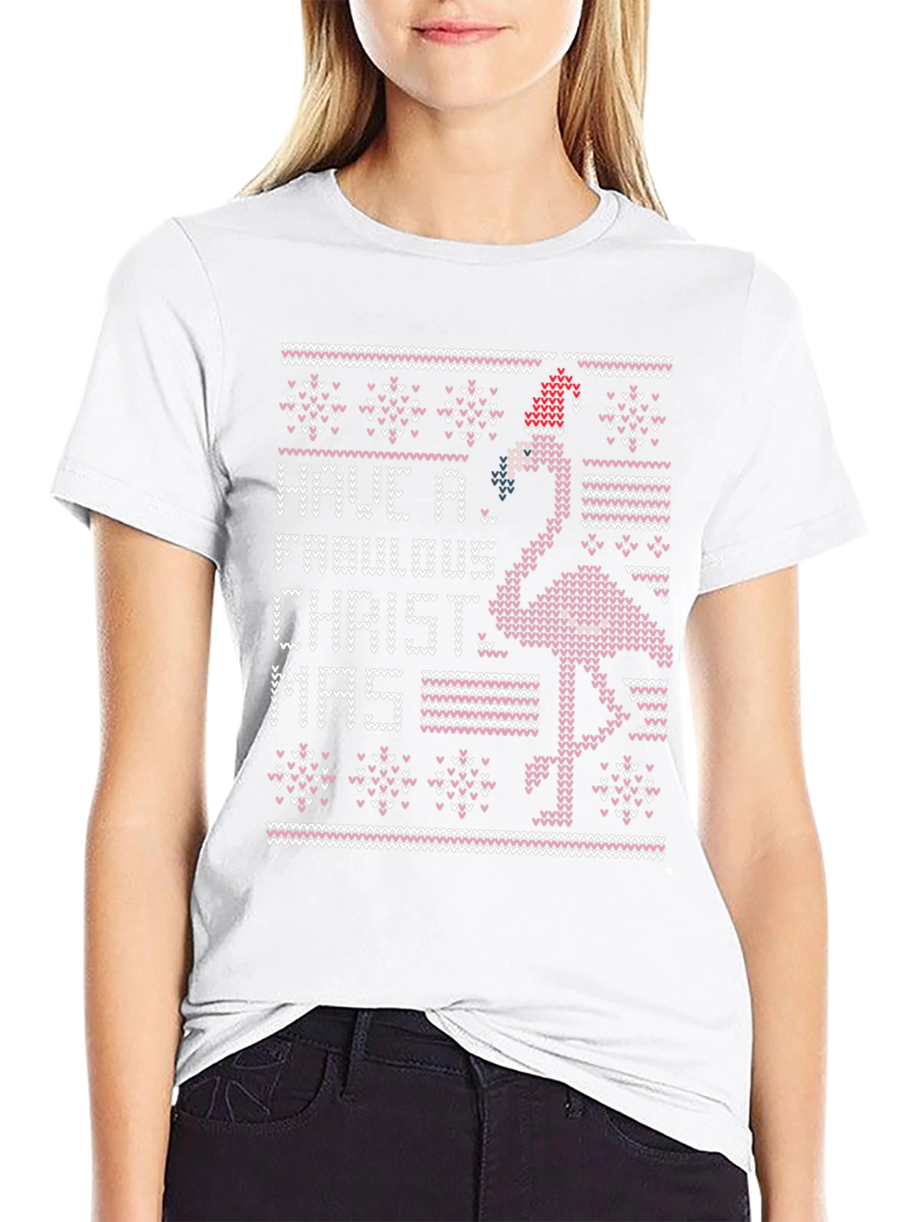 Christmas Flamingo Ugly Sweater T-Shirt