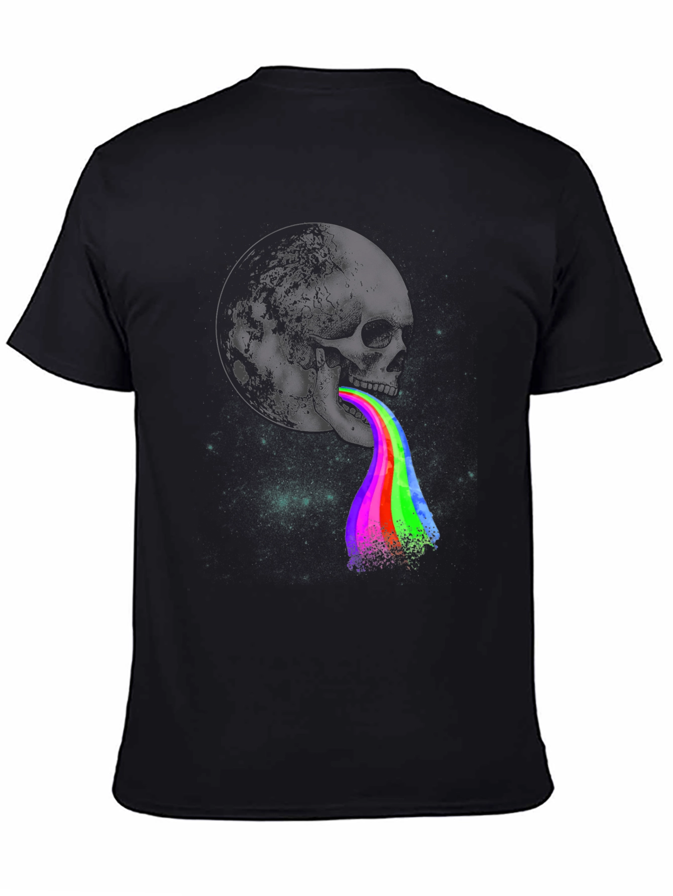 Moon Skull Rainbow Vomit Graphic Tee