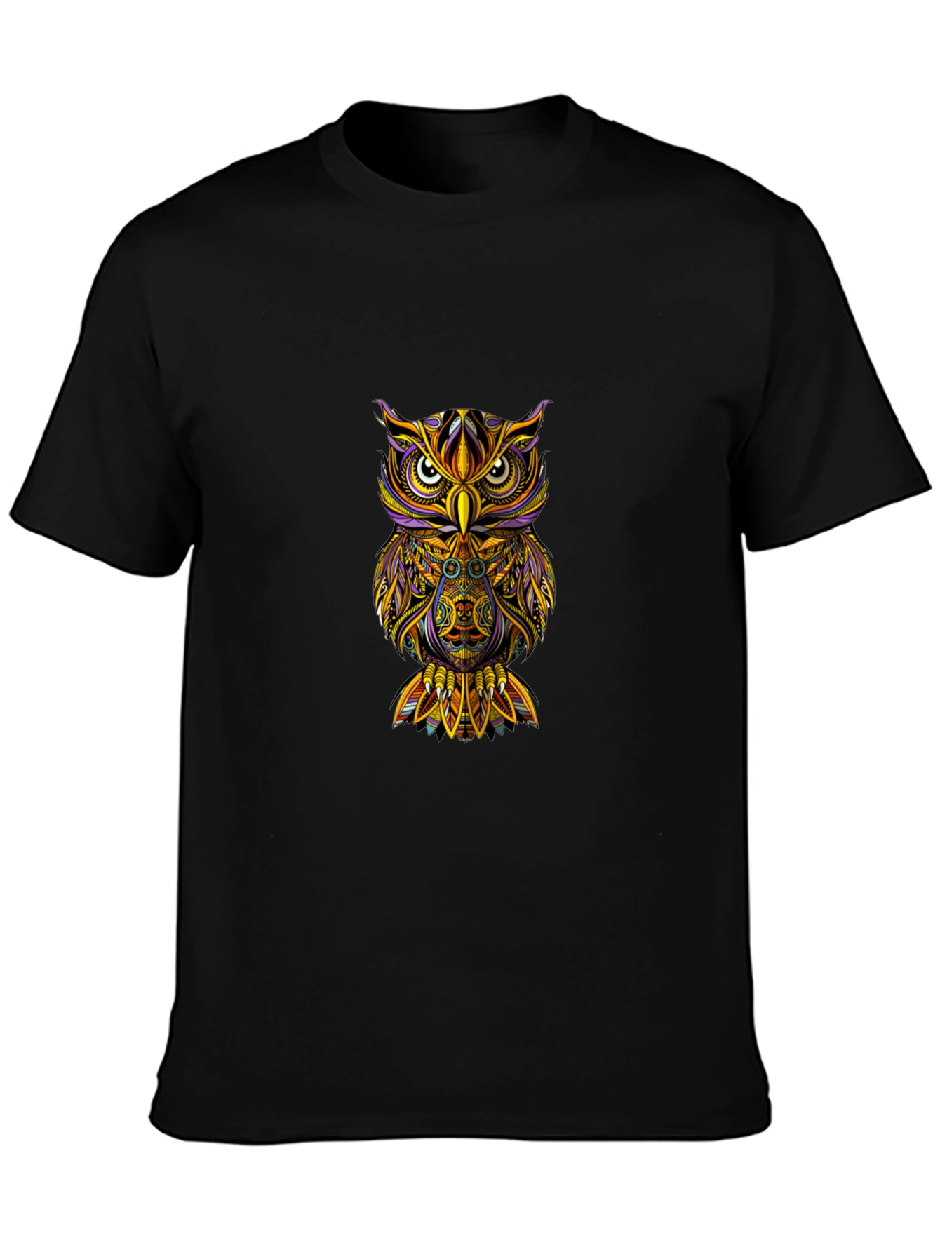 Owl Graphic Print T-Shirt - Black