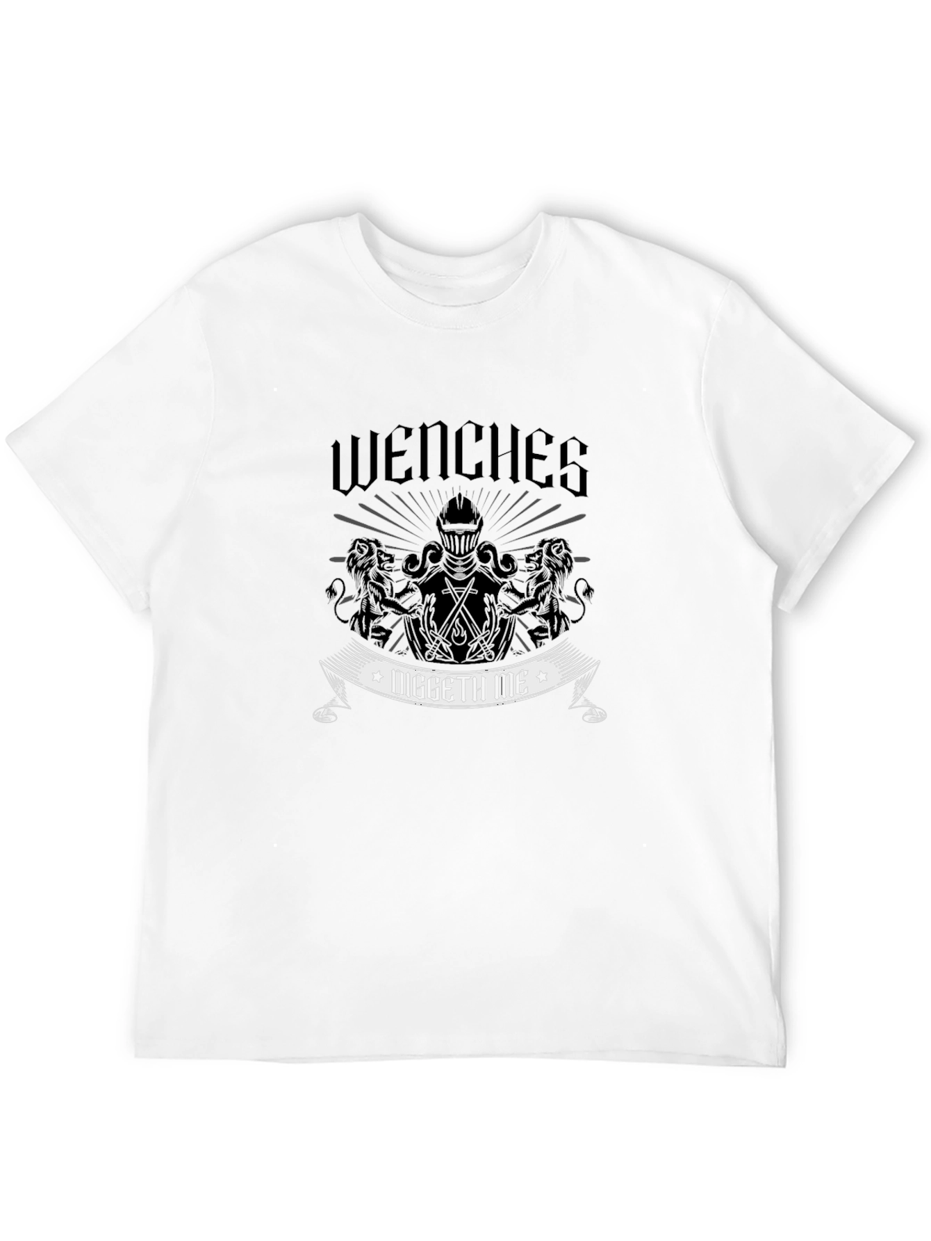 Wenches Diggeth Me Black T-Shirt - Medieval Knight Design