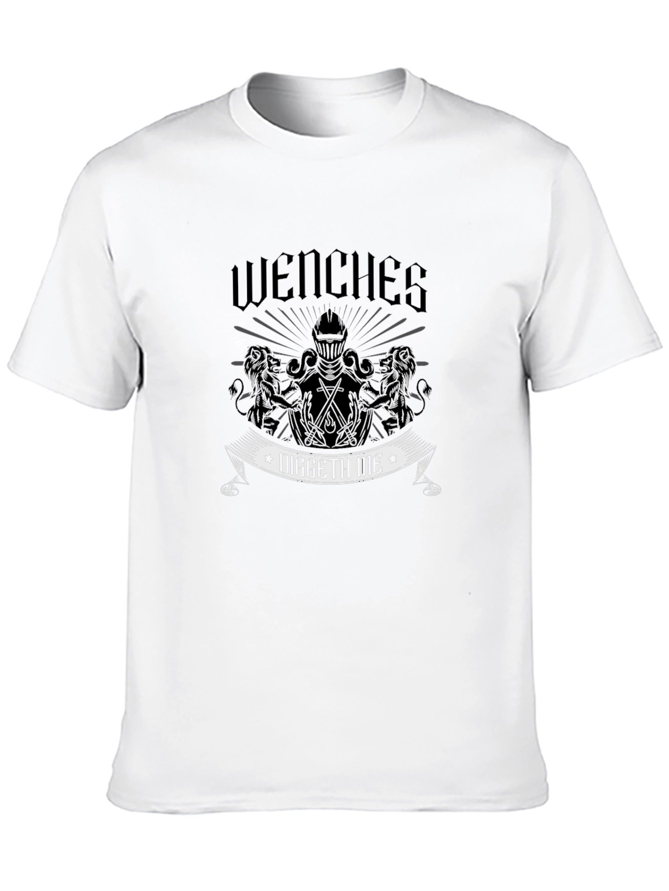 Wenches Diggeth Me Black T-Shirt - Medieval Knight Design