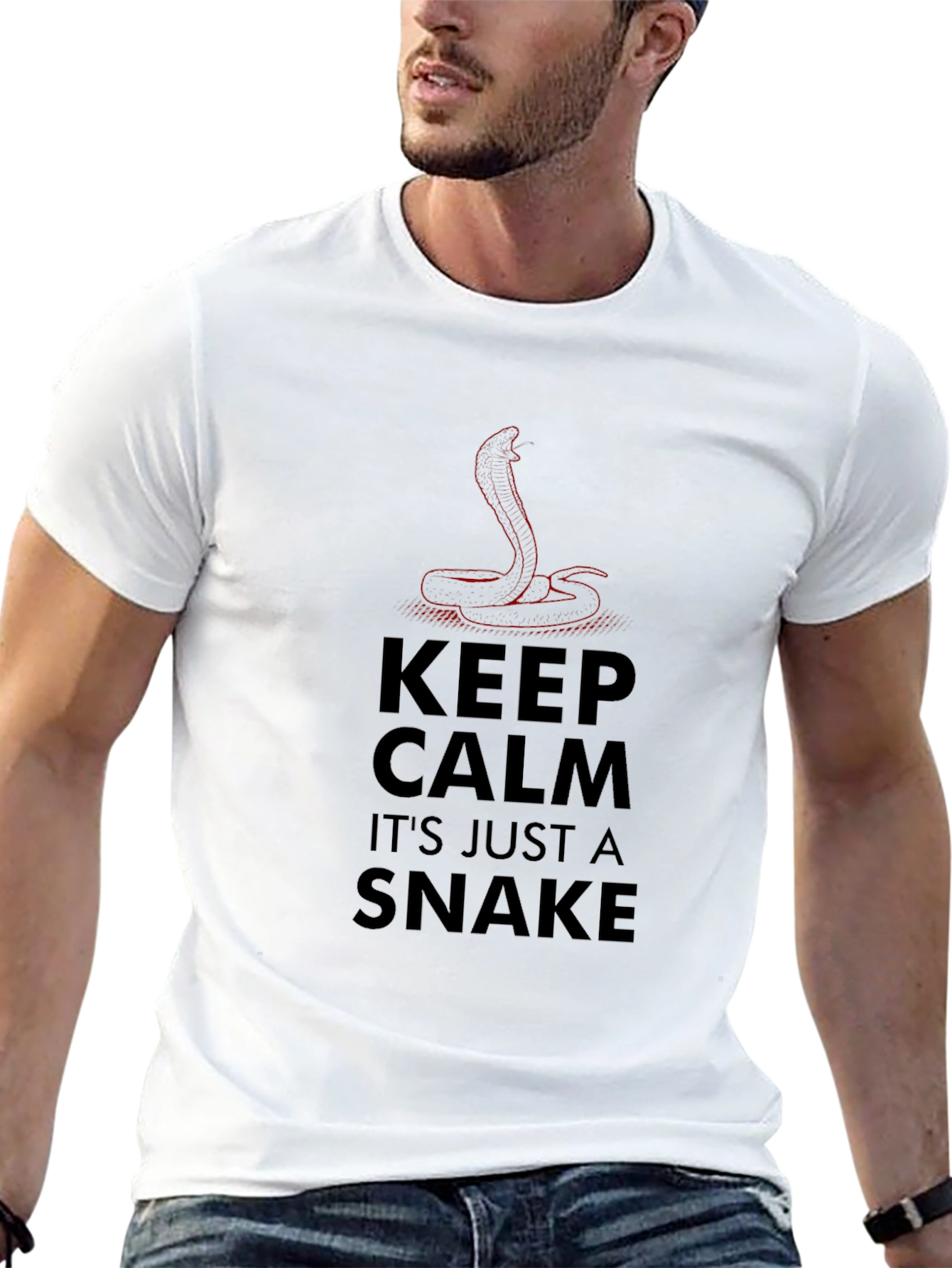 Keep Calm Snake Graphic Tee - Mens Black T-Shirt