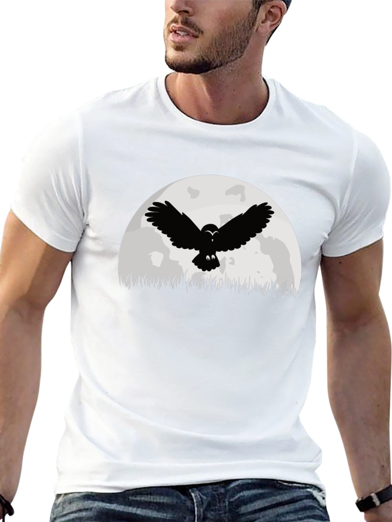 Owl Moon Black Graphic T-Shirt