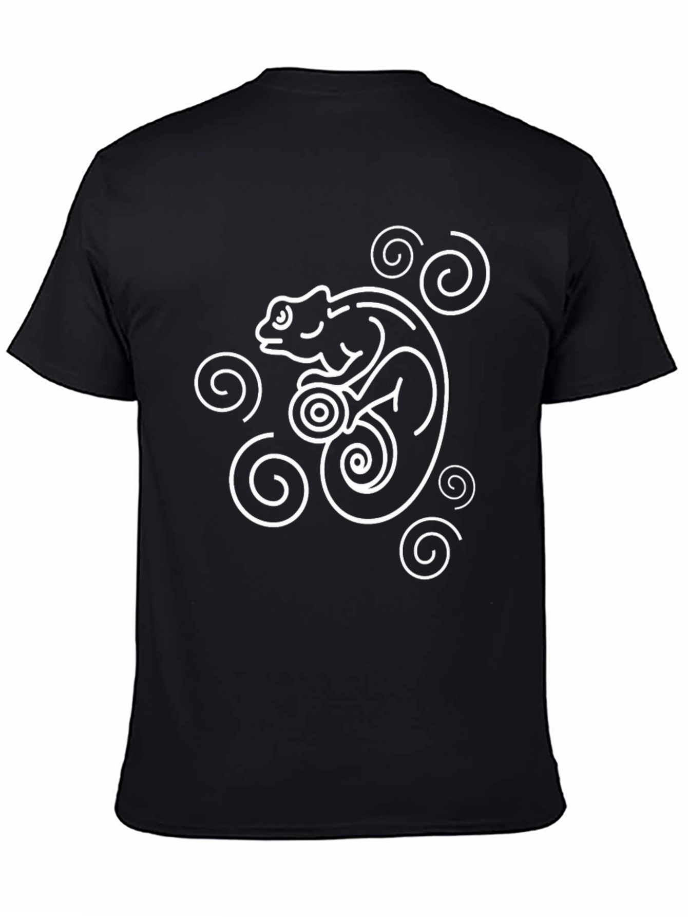 Stylized Chameleon Graphic Tee - Black