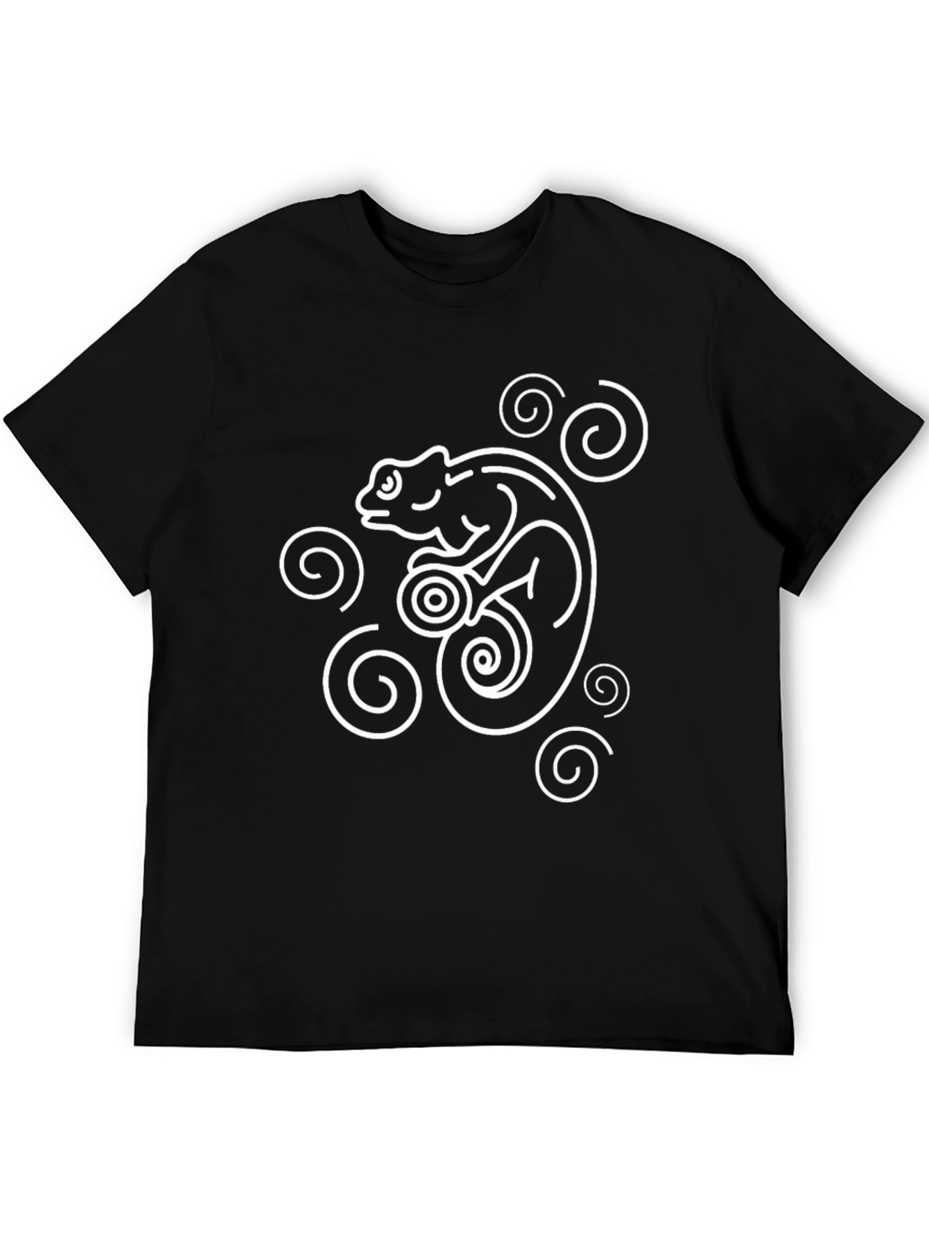 Stylized Chameleon Graphic Tee - Black