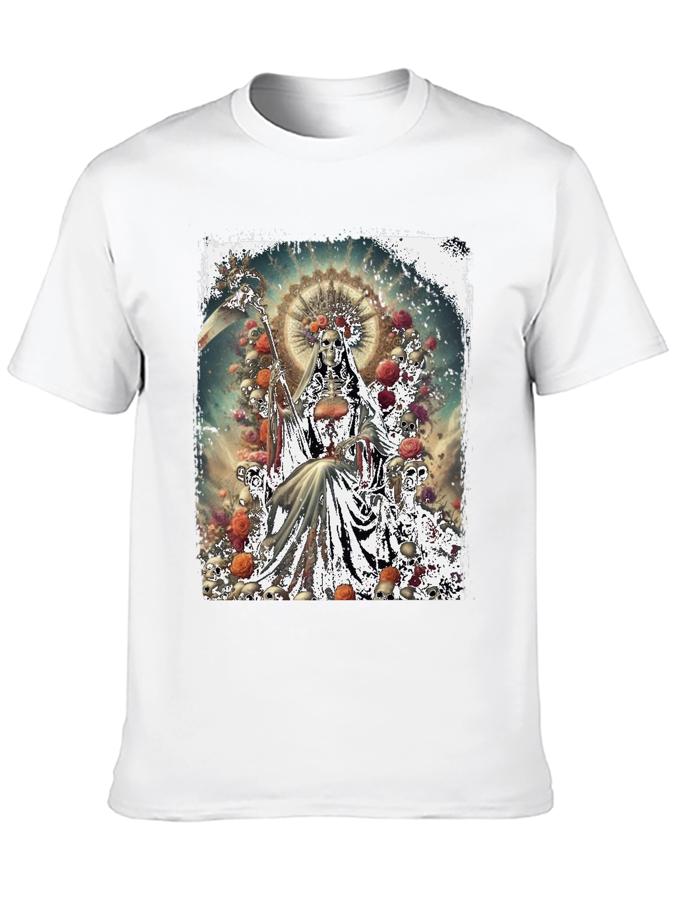 Grim Reaper Skull Rose Graphic Tee