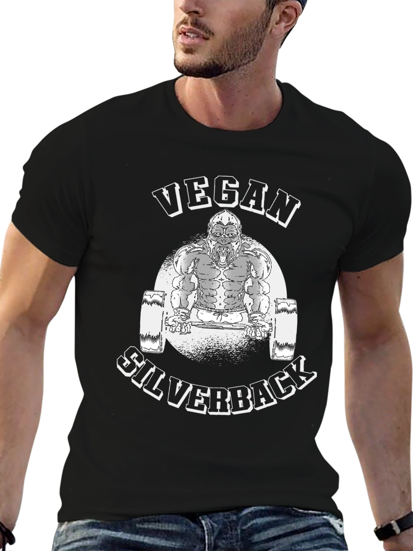 Vegan Silverback Gorilla Weightlifting T-Shirt