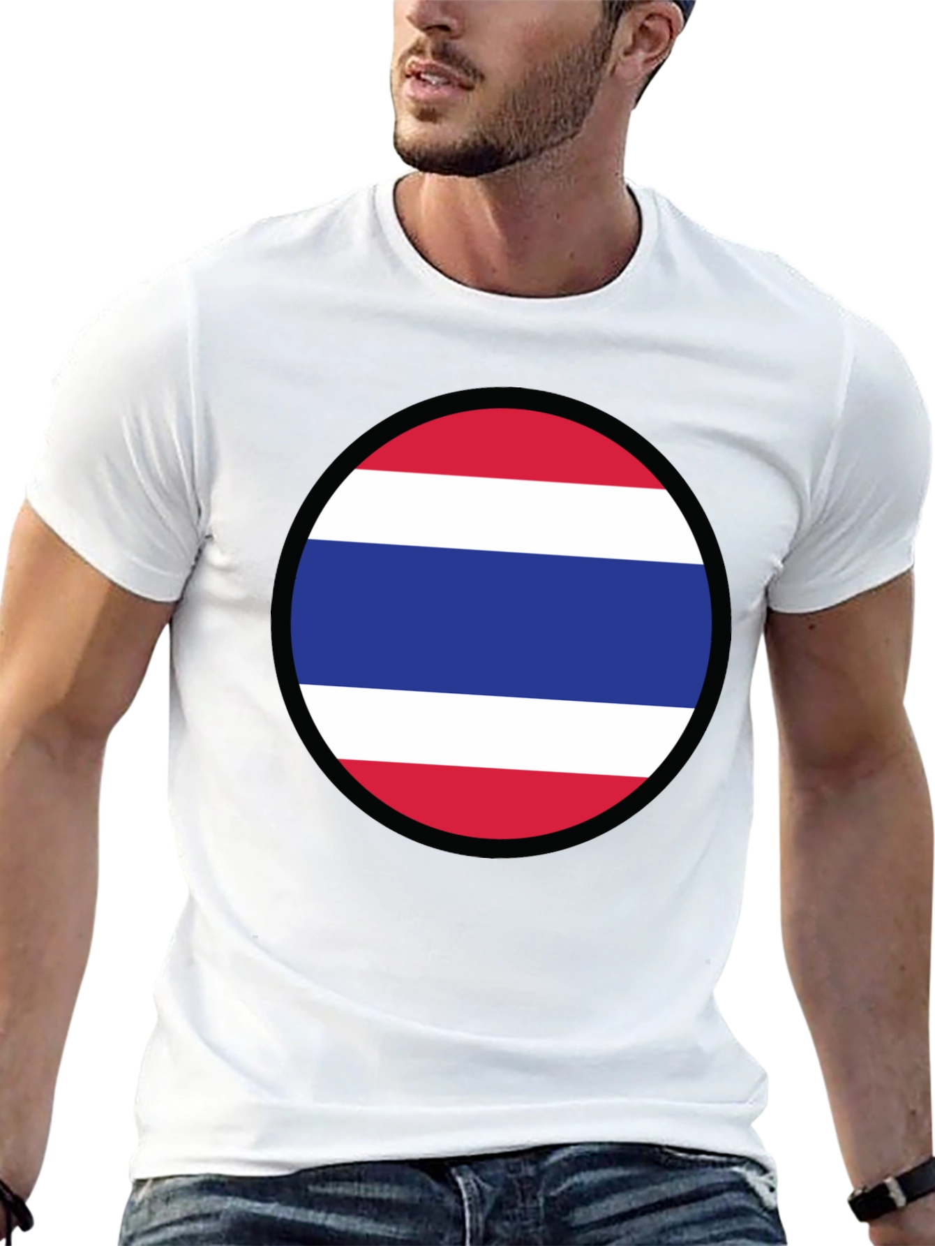 Thailand Flag T-Shirt - Black Crew Neck Tee