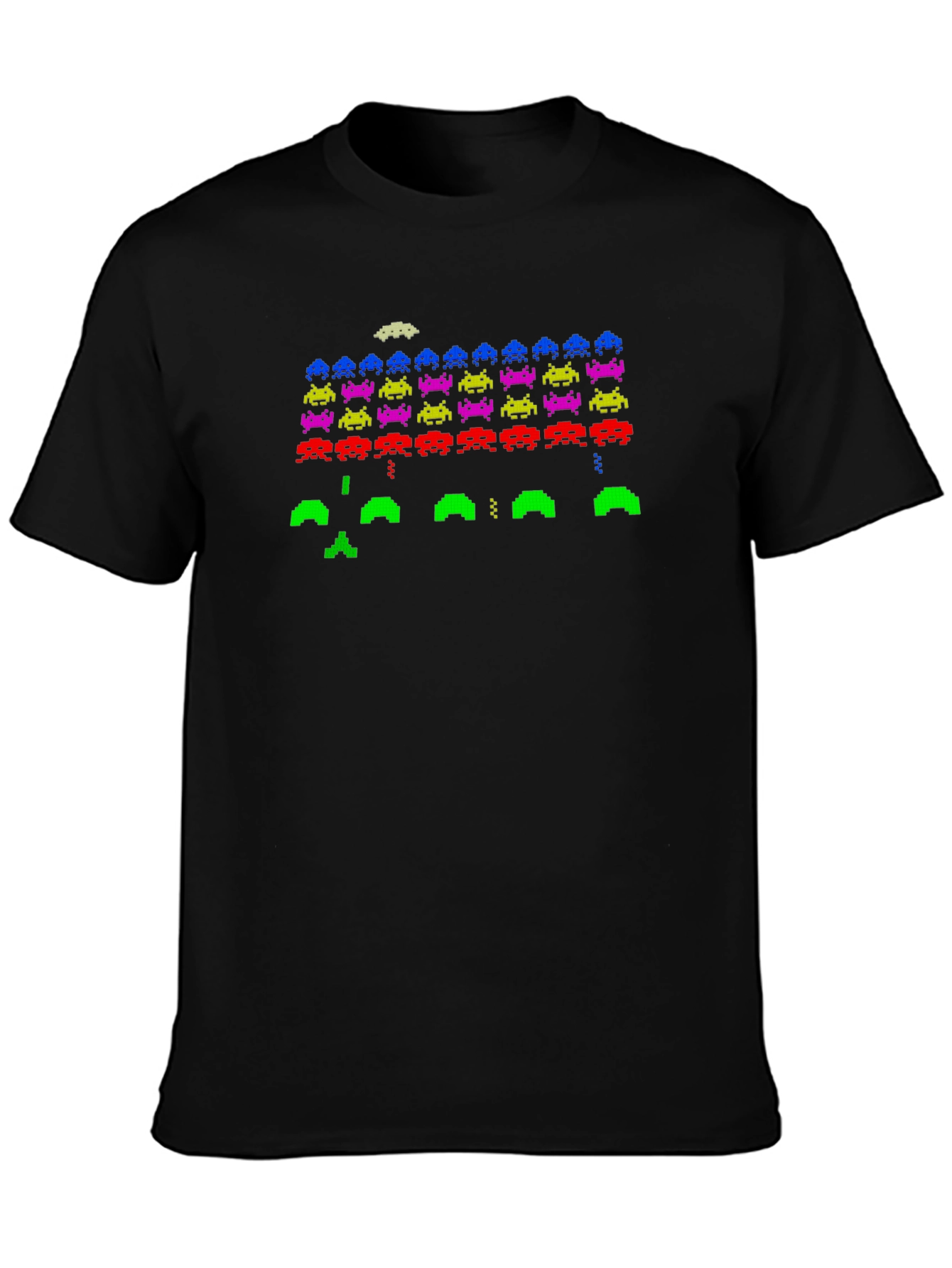 Retro Pixel Invasion Black T-Shirt