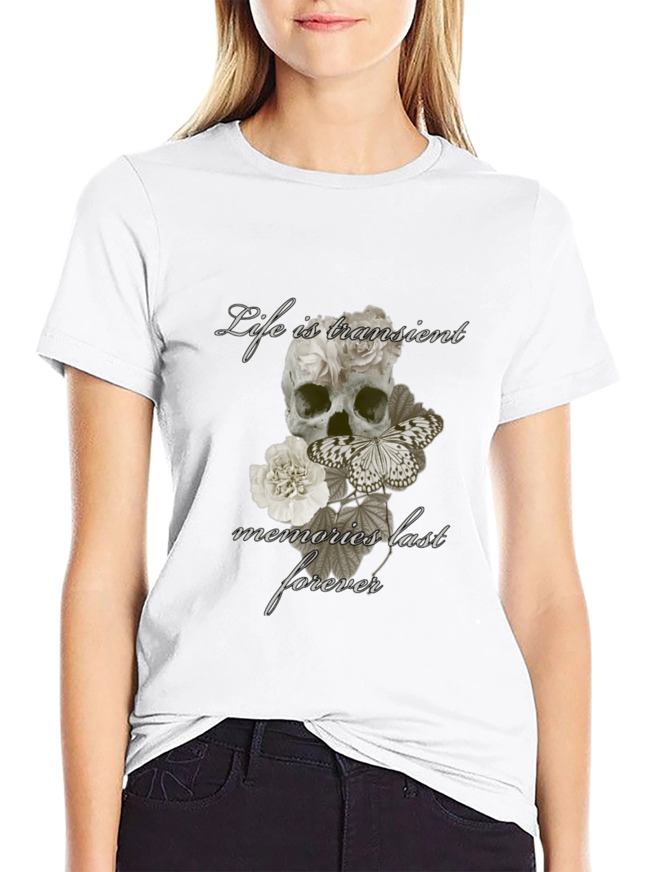 Skull & Butterfly Graphic T-Shirt - Life is Transient