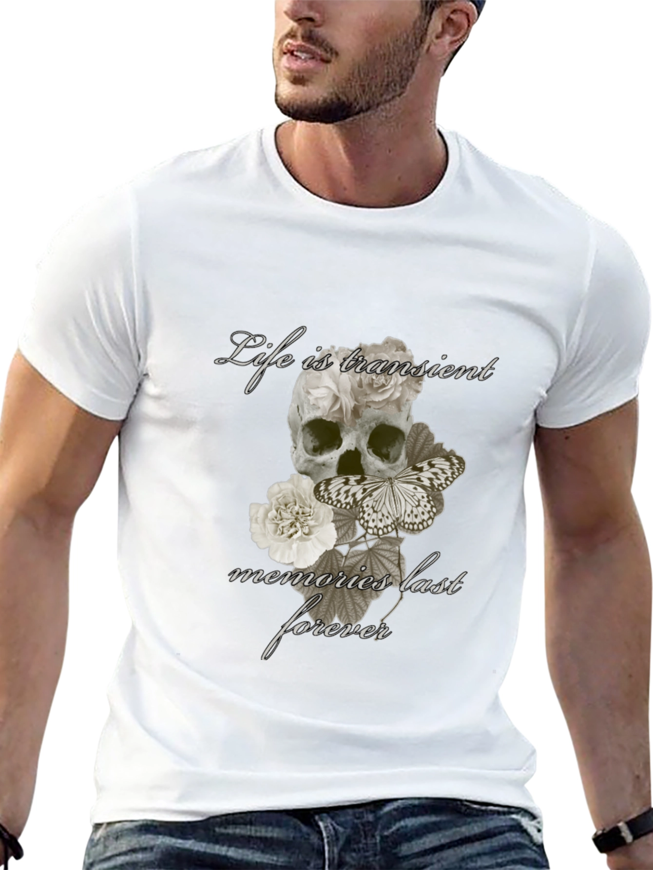 Skull & Butterfly Graphic T-Shirt - Life is Transient