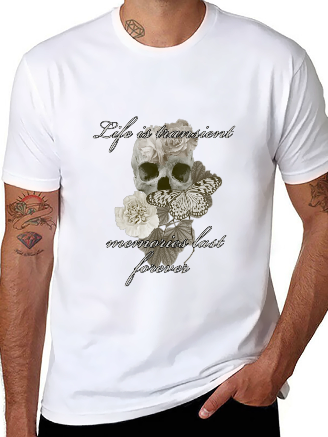 Skull & Butterfly Graphic T-Shirt - Life is Transient