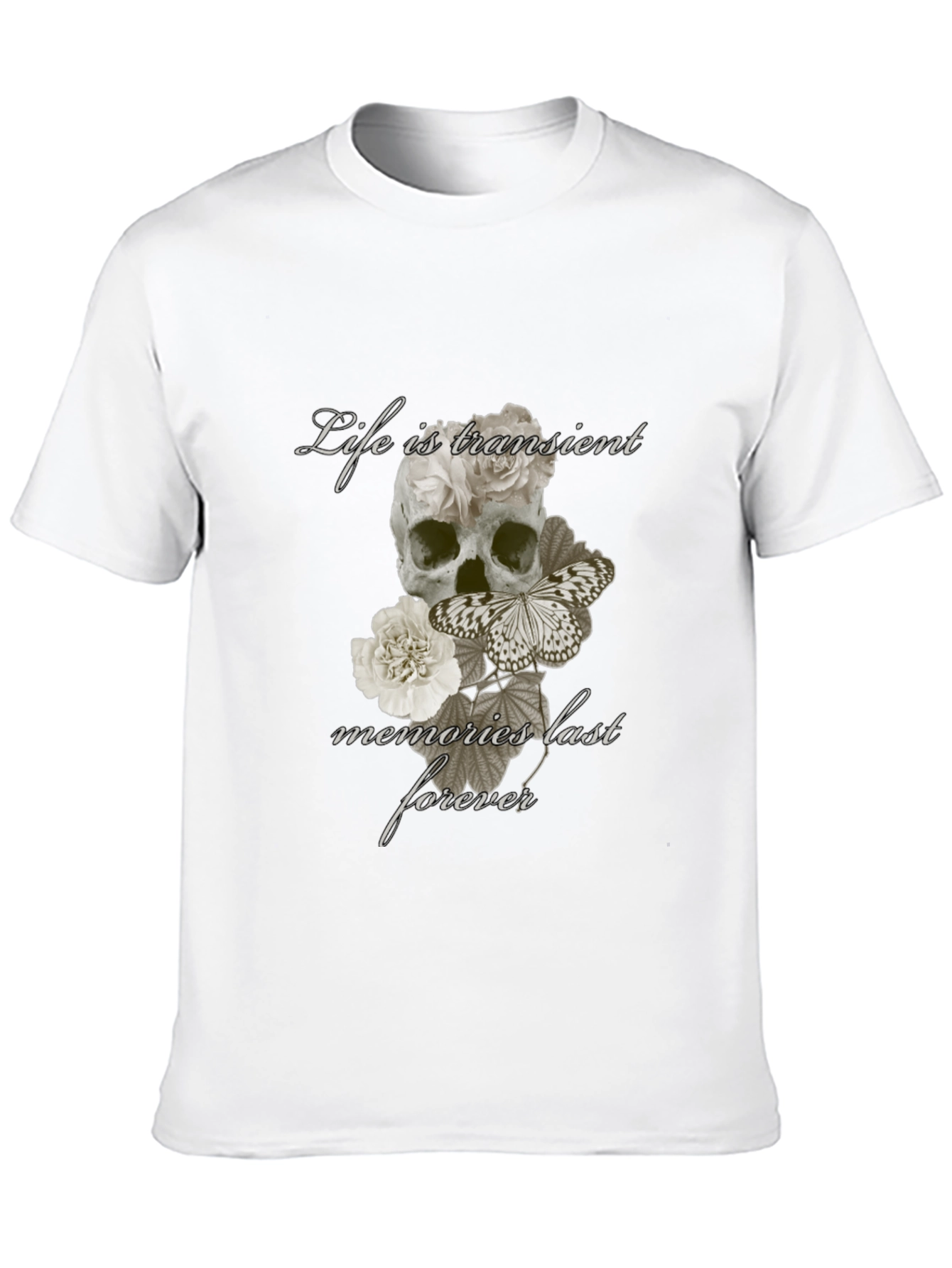 Skull & Butterfly Graphic T-Shirt - Life is Transient