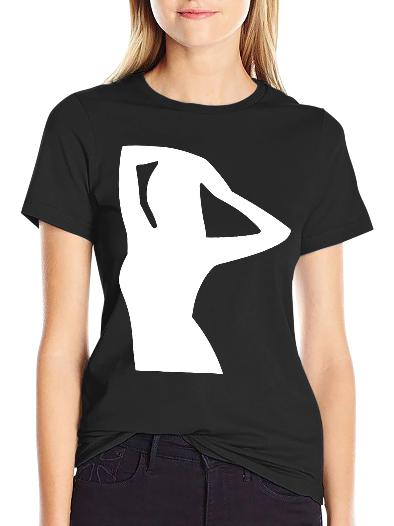 Black T-Shirt with White Silhouette Graphic