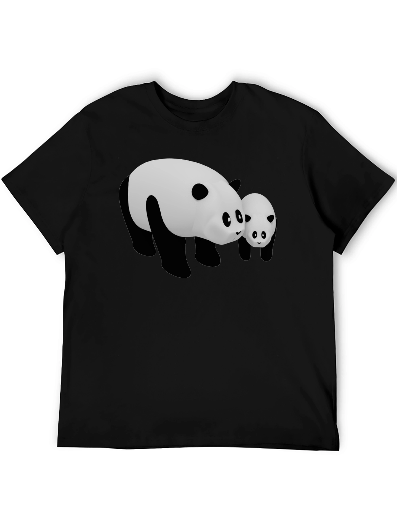 Cute Panda Bear Graphic Black T-Shirt