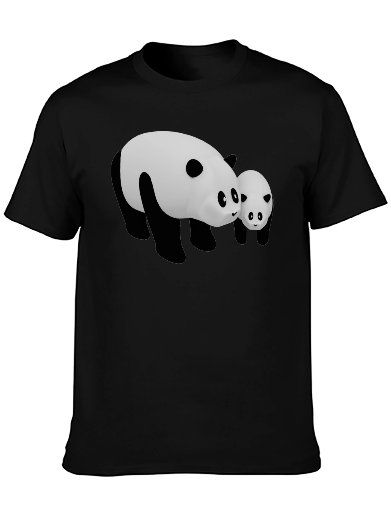 Cute Panda Bear Graphic Black T-Shirt