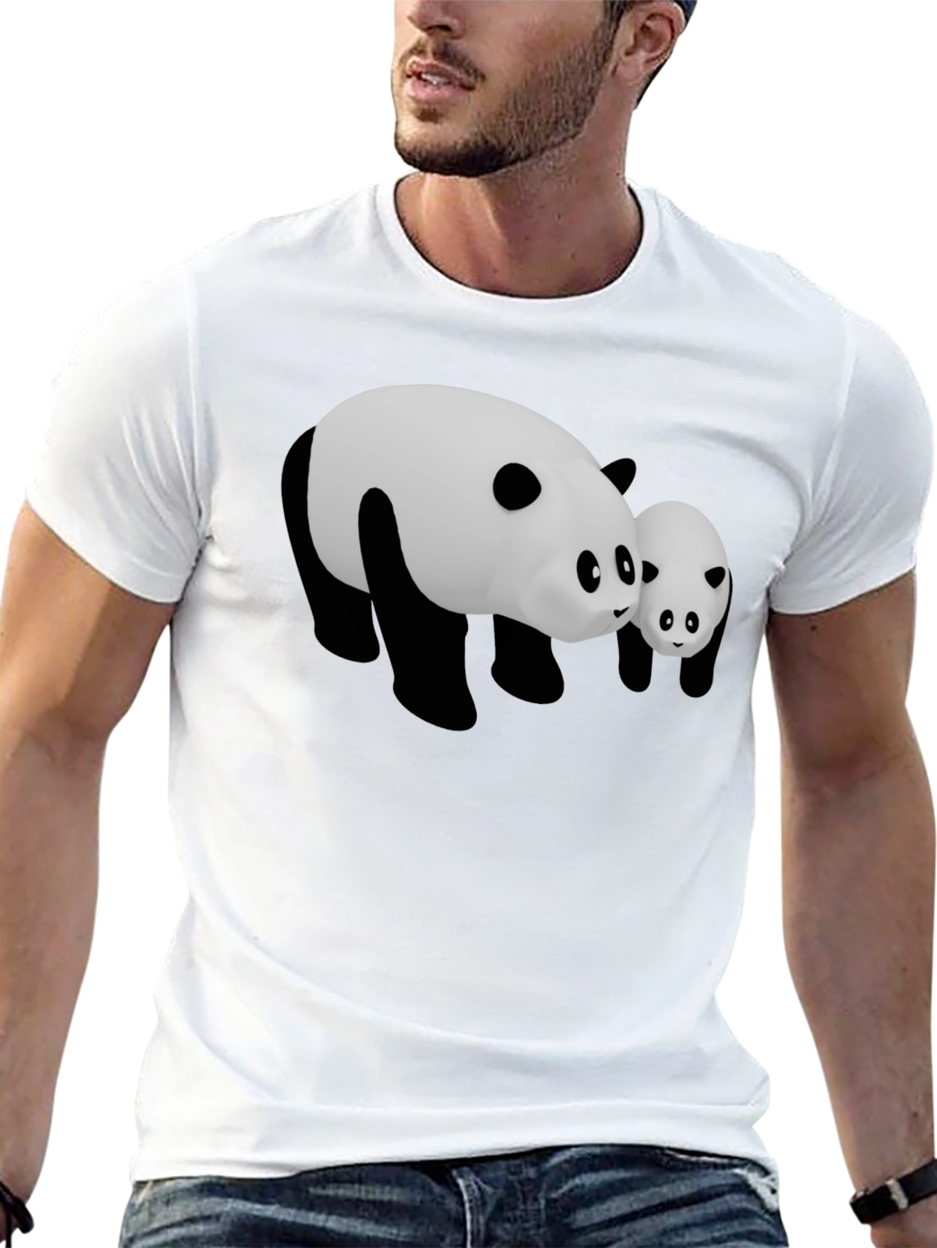 Cute Panda Bear Graphic Black T-Shirt
