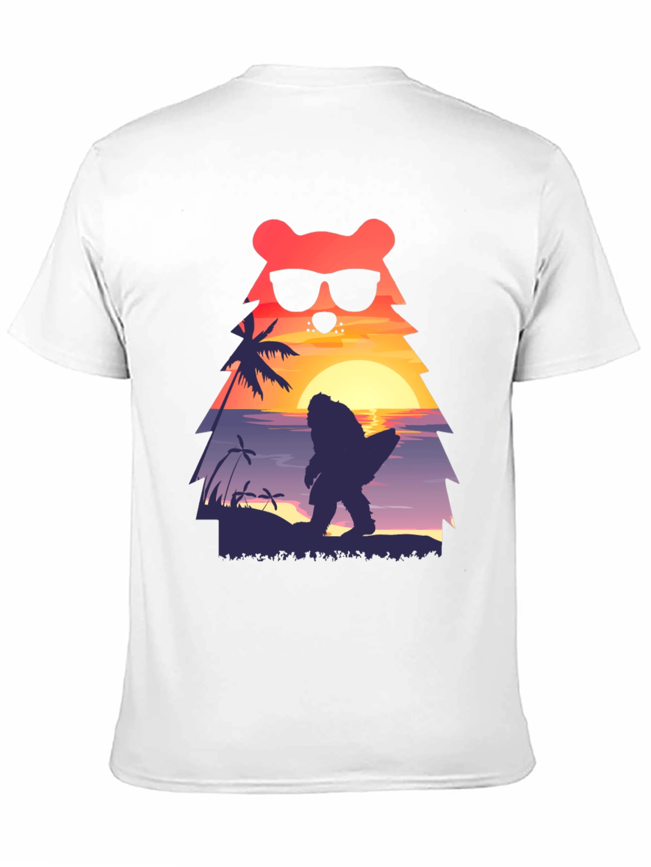 Bear Bigfoot Sunset Beach T-Shirt