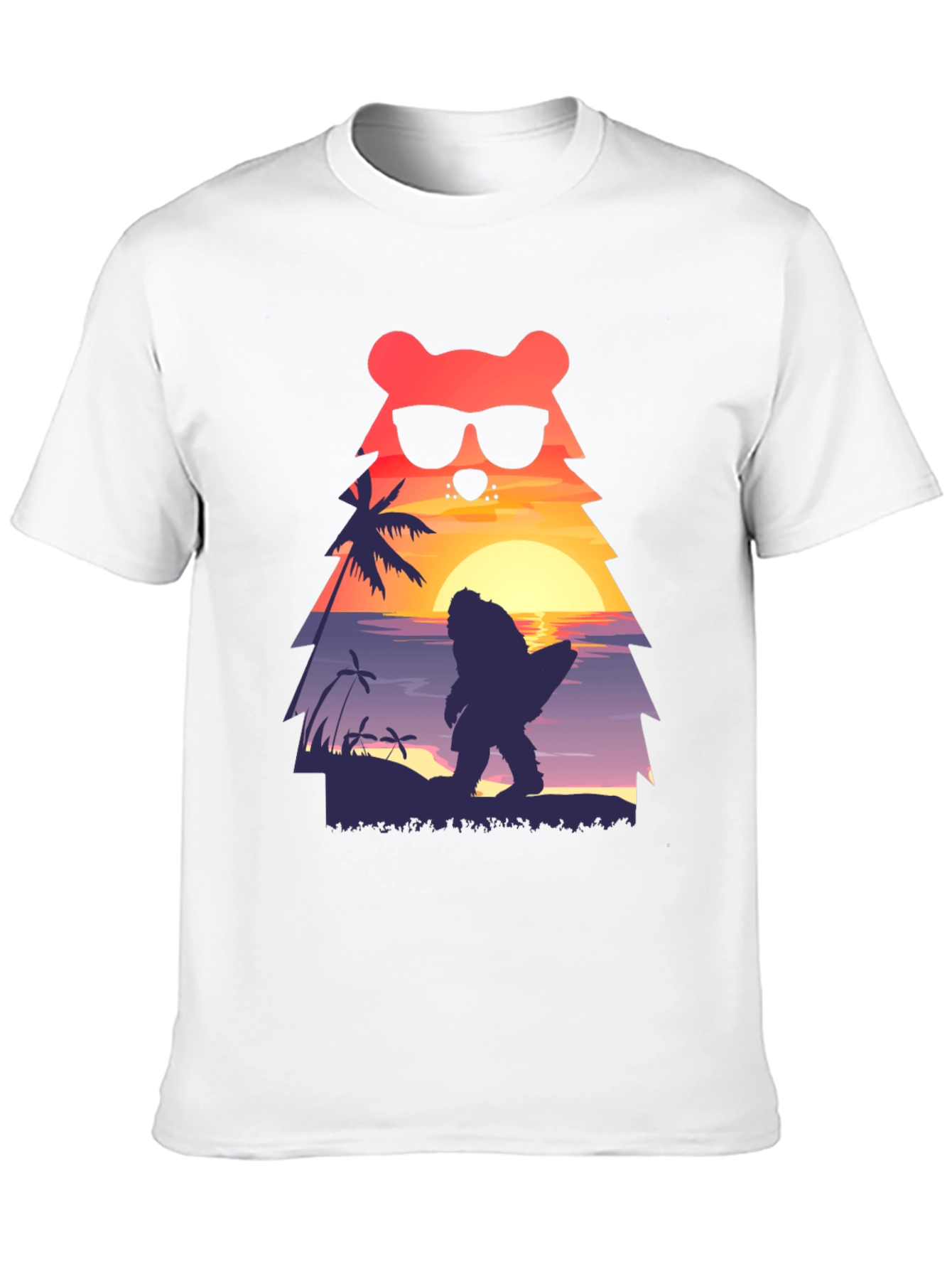 Bear Bigfoot Sunset Beach T-Shirt