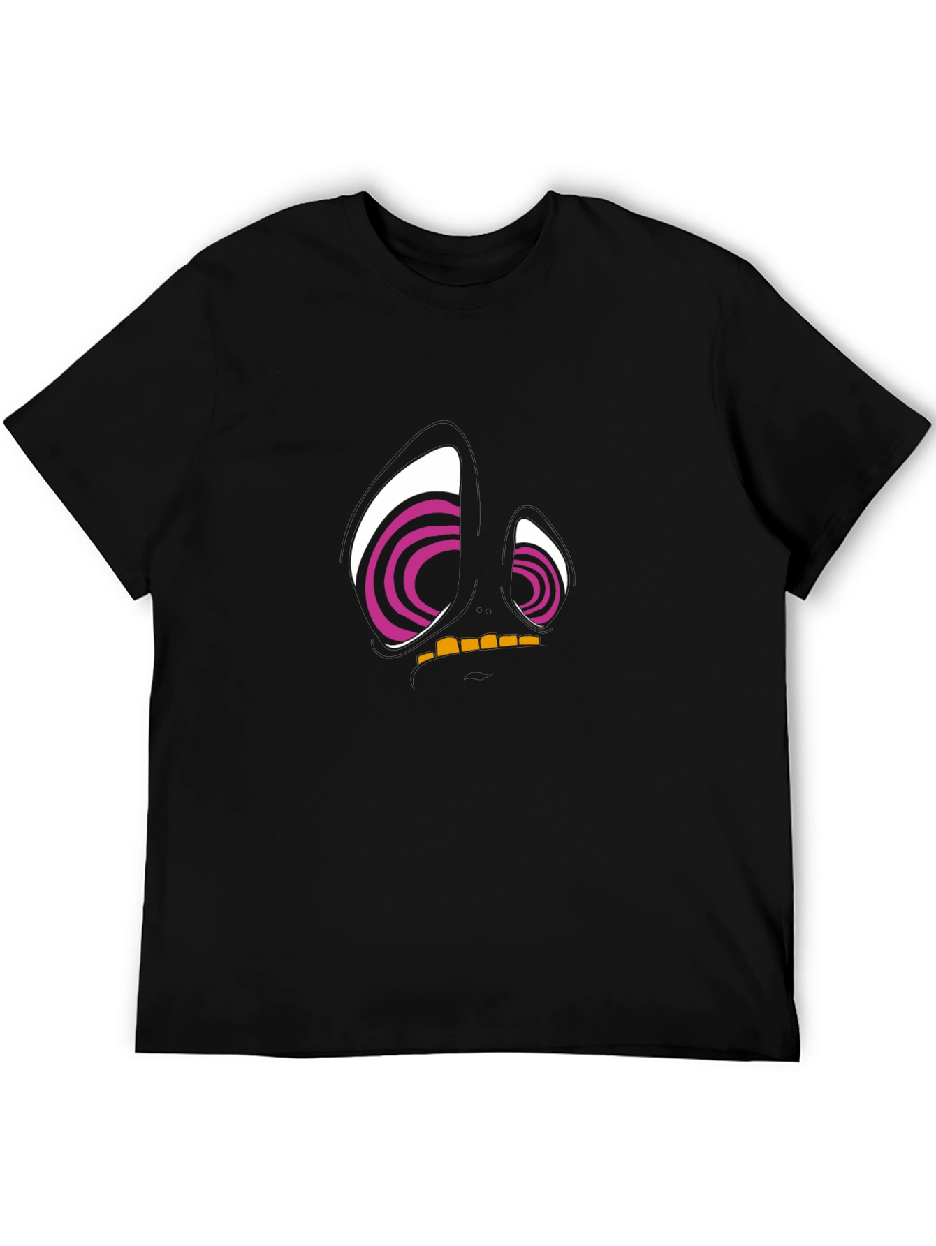 Abstract Face Graphic Tee - Black Cotton T-Shirt