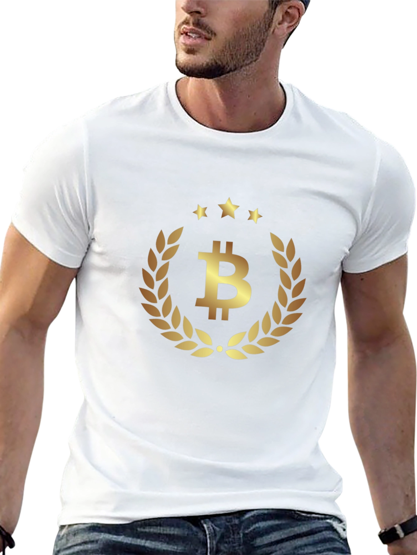 Bitcoin Laurel Wreath Graphic Tee - Crypto Currency