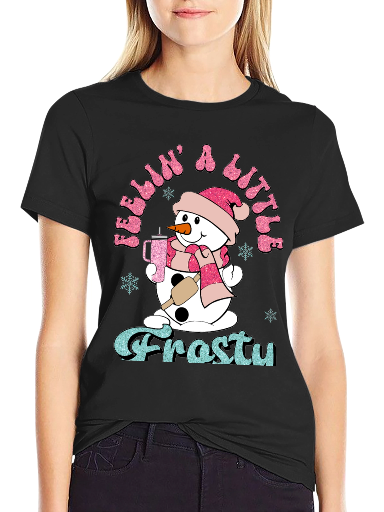 Feelin a Little Frosty Snowman Graphic Tee