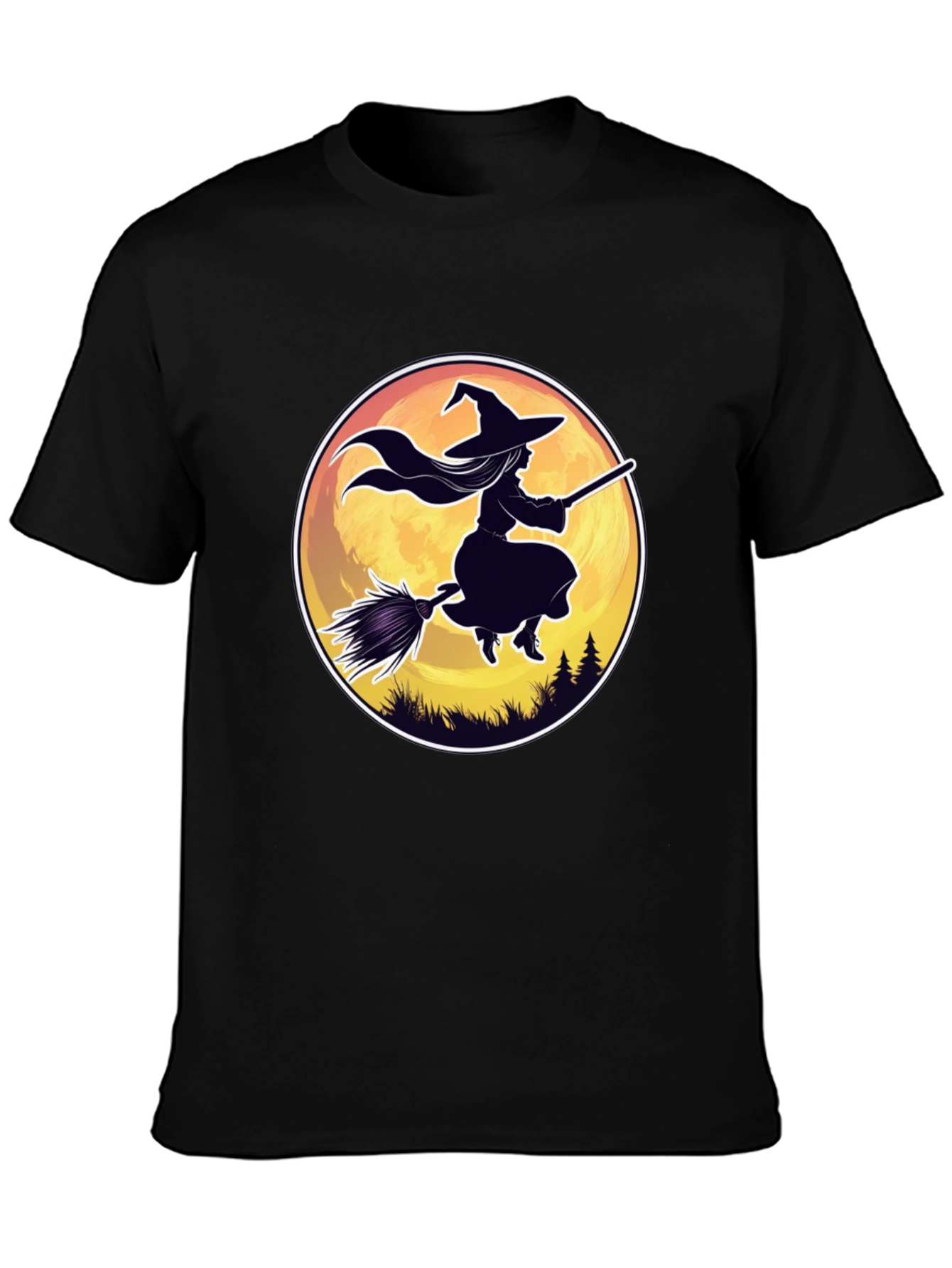 Witch on Broomstick Graphic Tee - Halloween Shirt