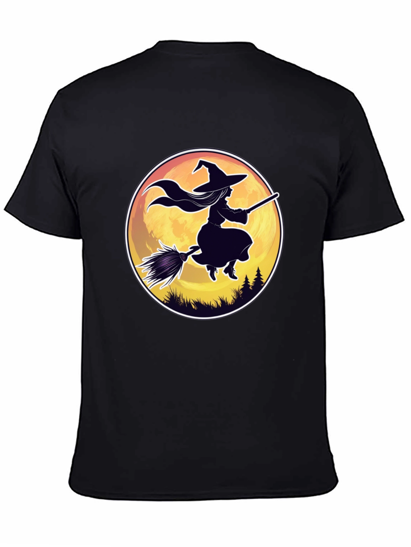 Witch on Broomstick Graphic Tee - Halloween Shirt