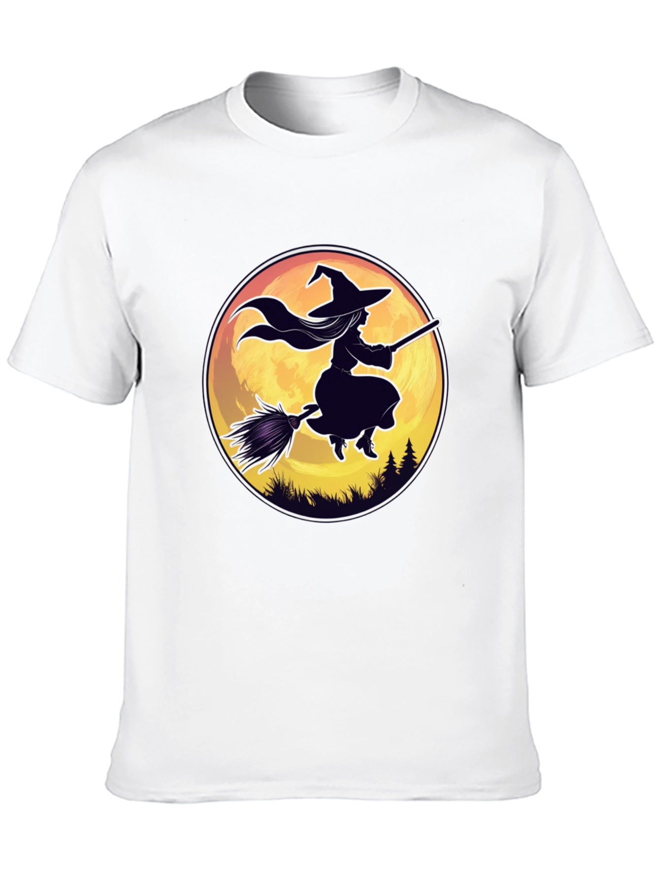 Witch on Broomstick Graphic Tee - Halloween Shirt