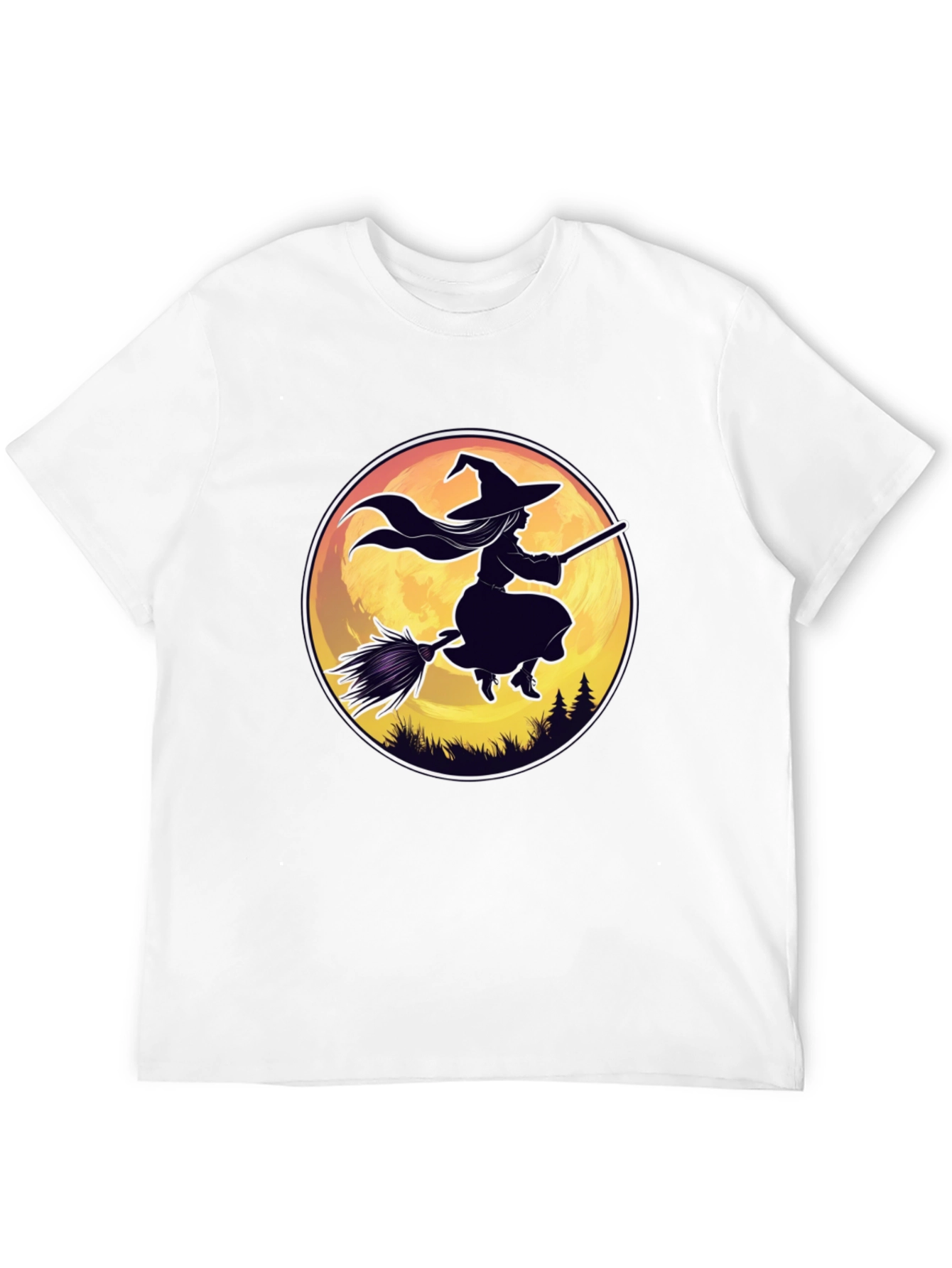 Witch on Broomstick Graphic Tee - Halloween Shirt