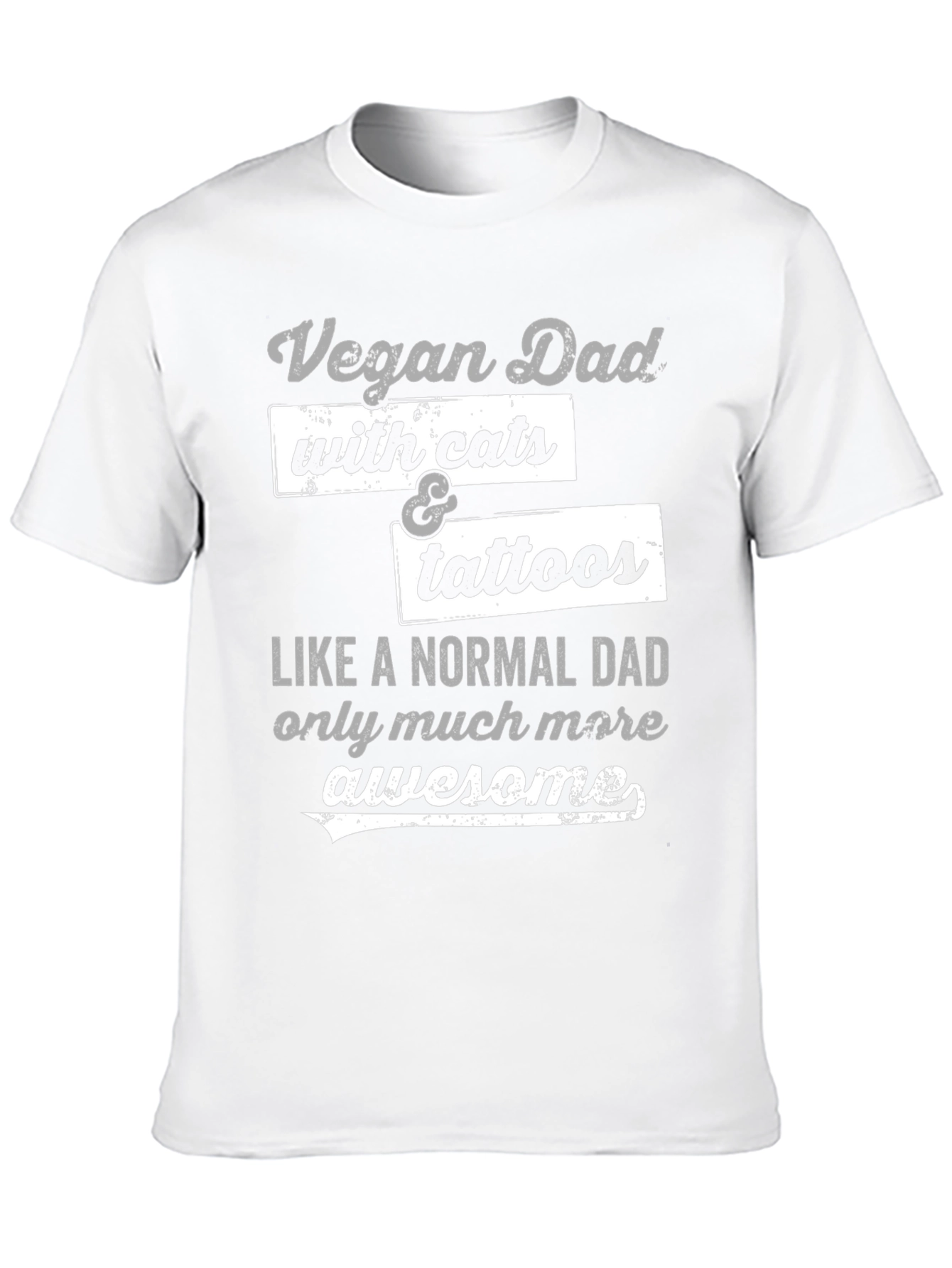 Vegan Dad with Cats & Tattoos Graphic T-Shirt