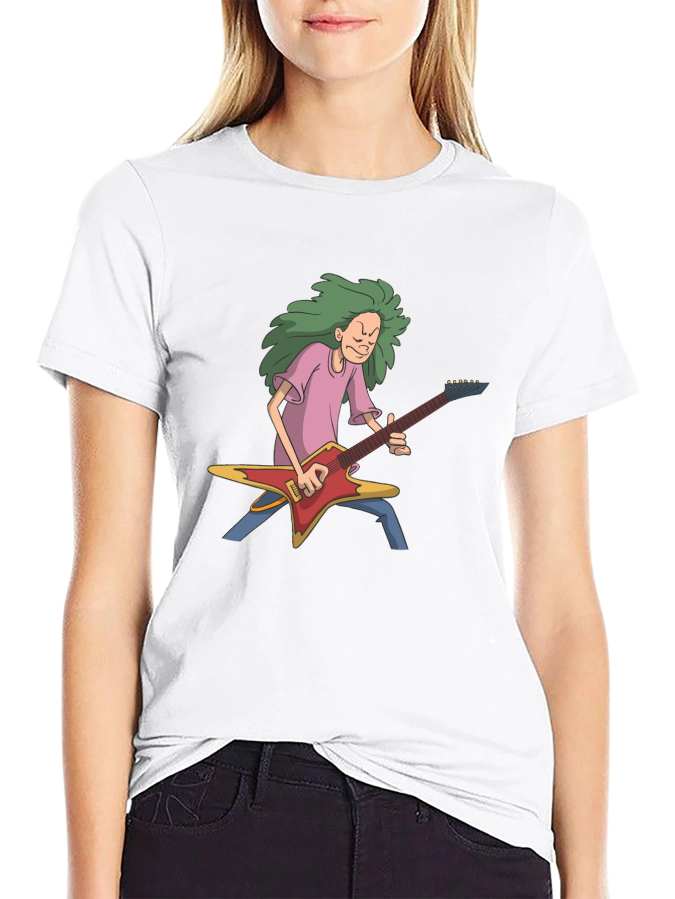 Cartoon Guitarist Black T-Shirt